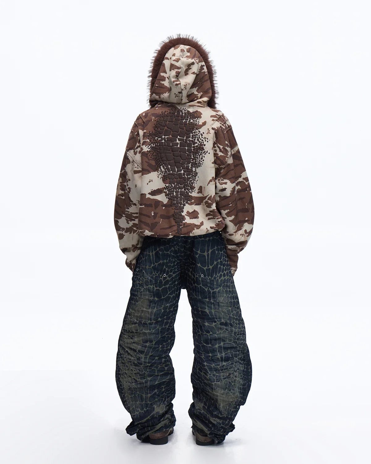 Personsoul Animal Print Hoodie with Fur-Lined Hood - Image 11