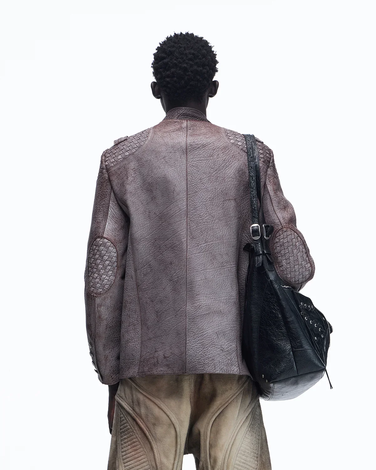 Personsoul Asymmetrical Front Elephant-Embossed Leather Jacket(Limited 100 pieces) - Image 3