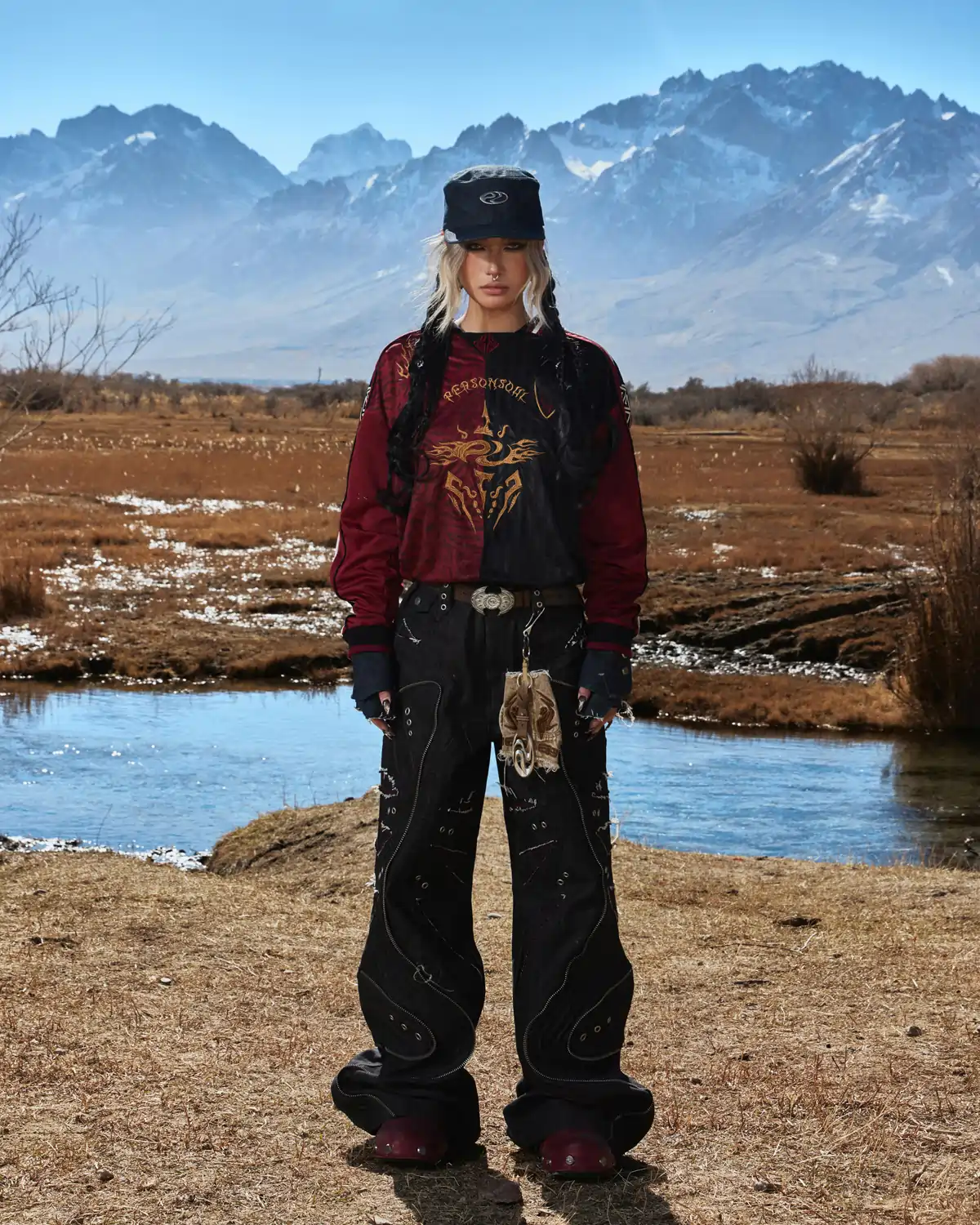 Personsoul Baggy Denim Jeans with Red Contrast Stitch - Image 10