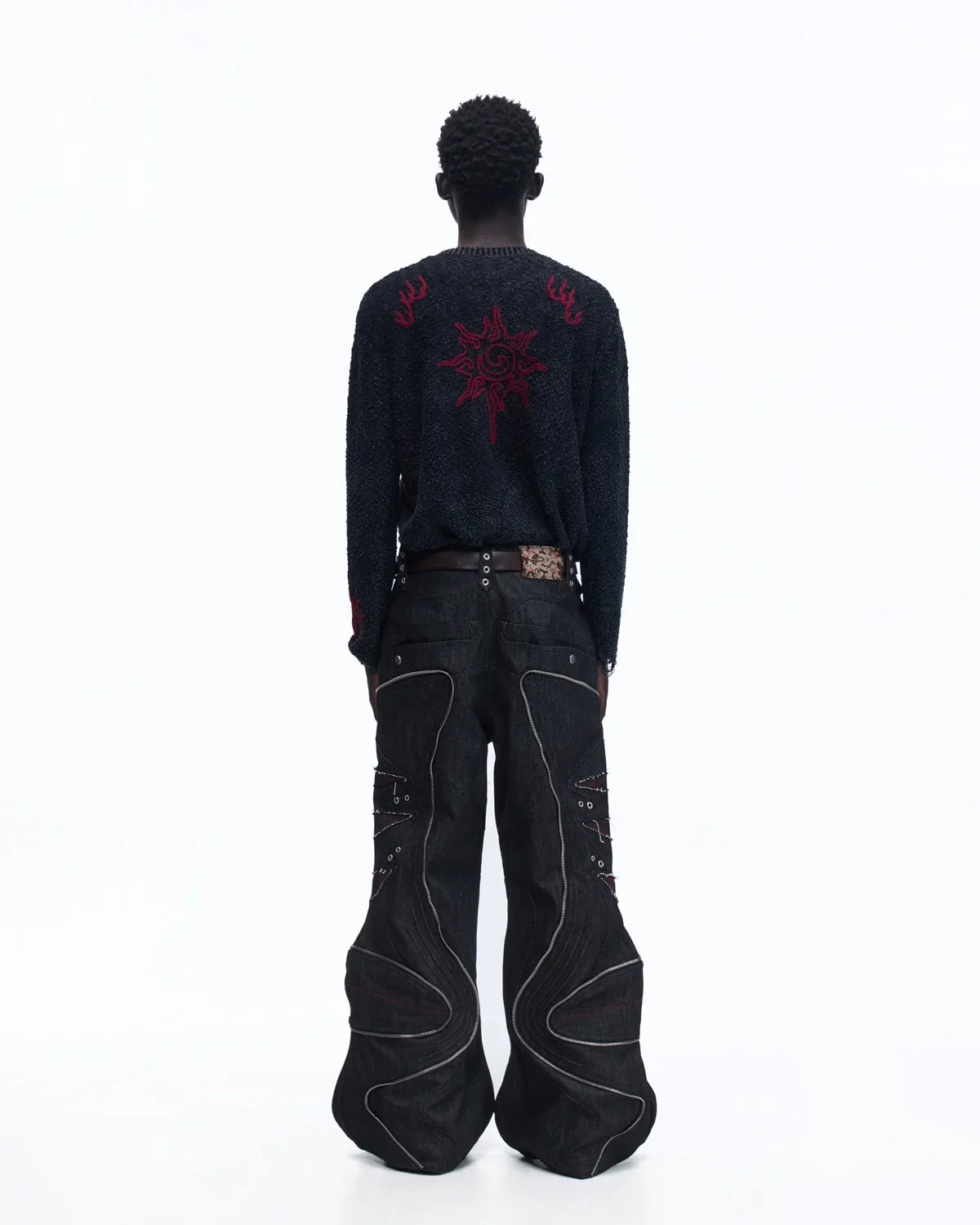 Personsoul Baggy Denim Jeans with Red Contrast Stitch - Image 13