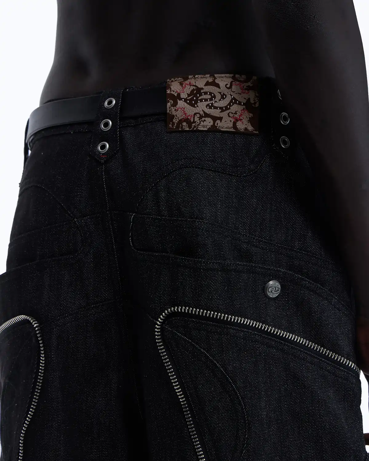 Personsoul Baggy Denim Jeans with Red Contrast Stitch - Image 8