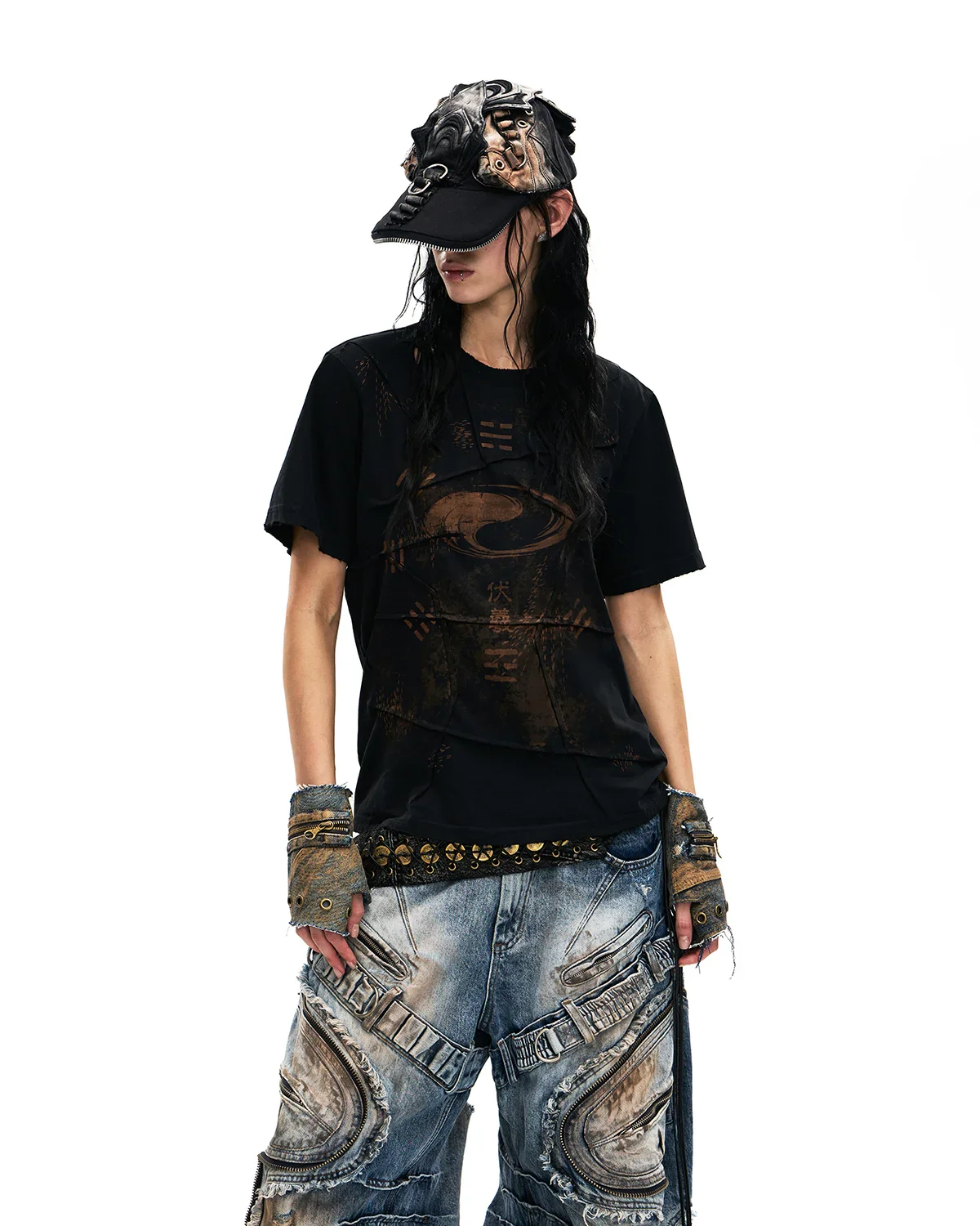 Personsoul Bagua Fuxi Printed T-Shirt Black - Image 4