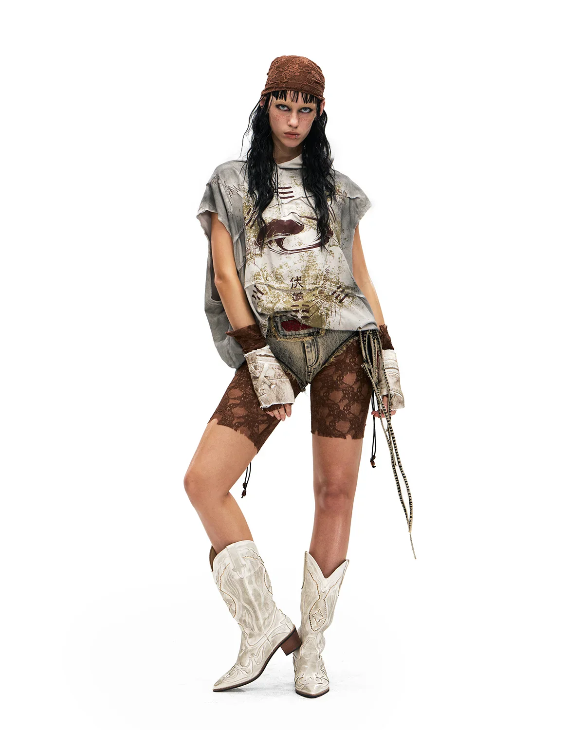 Personsoul Bagua Print Hooded Vest Grey - Image 10