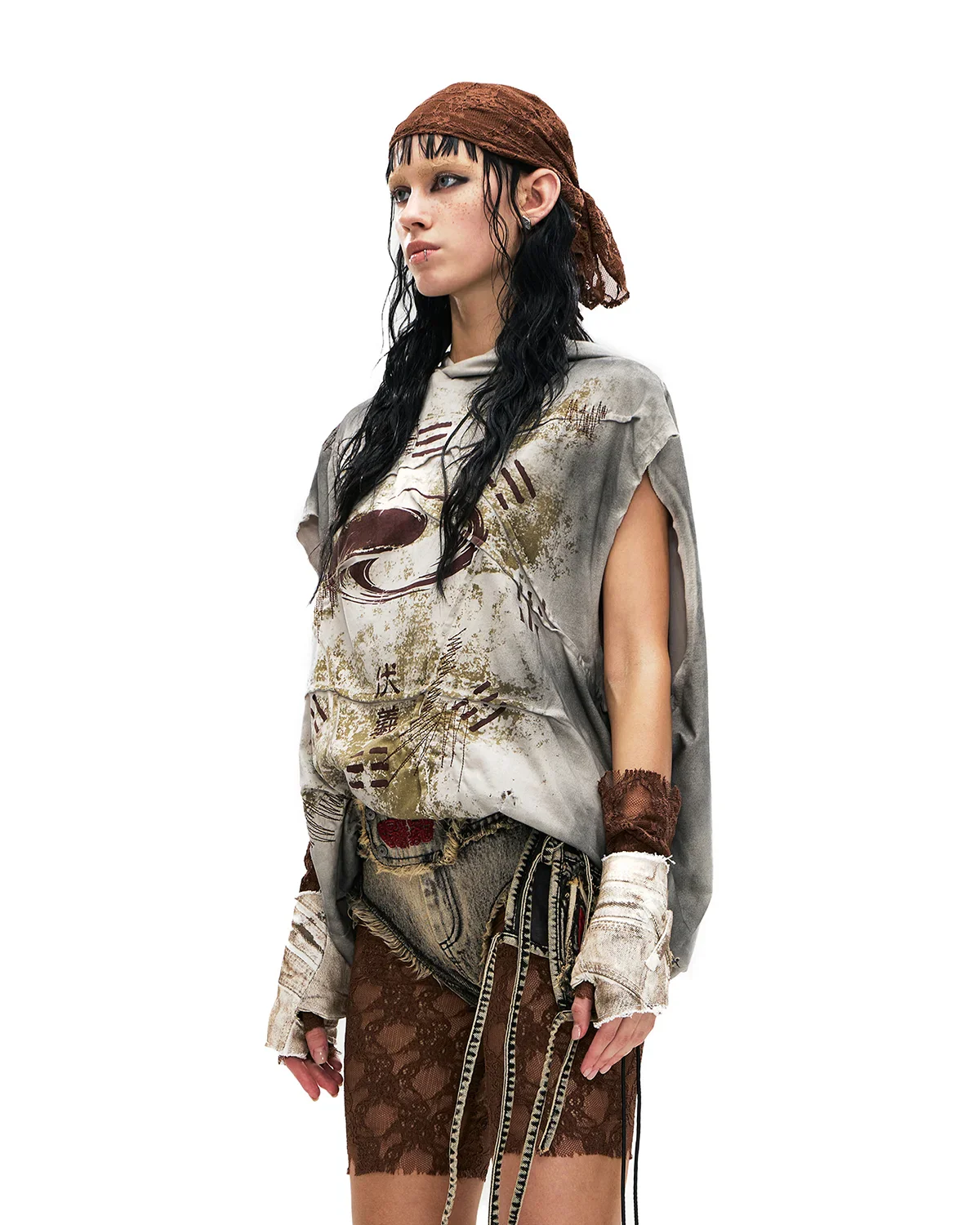 Personsoul Bagua Print Hooded Vest Grey - Image 3