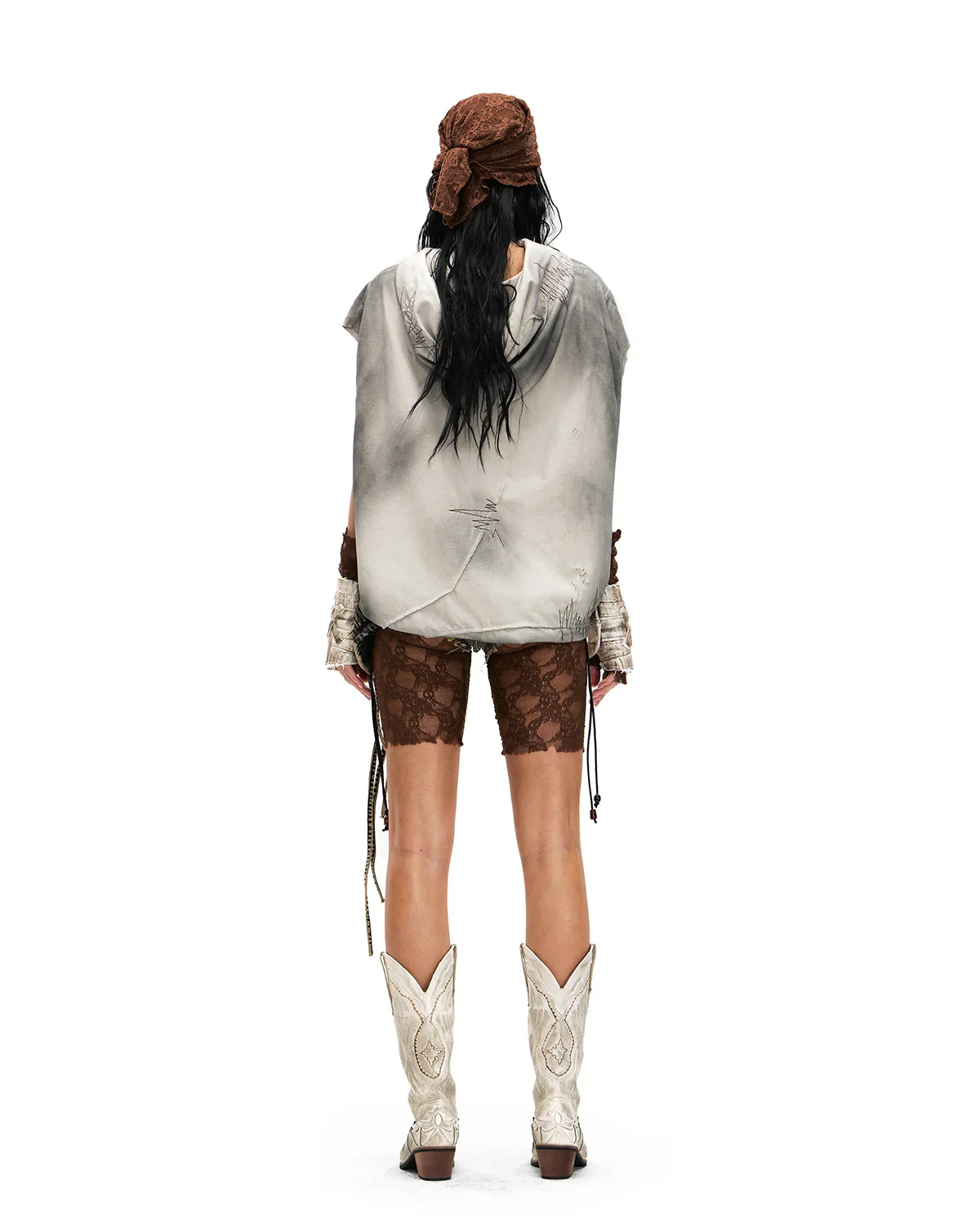 Personsoul Bagua Print Hooded Vest Grey - Image 9