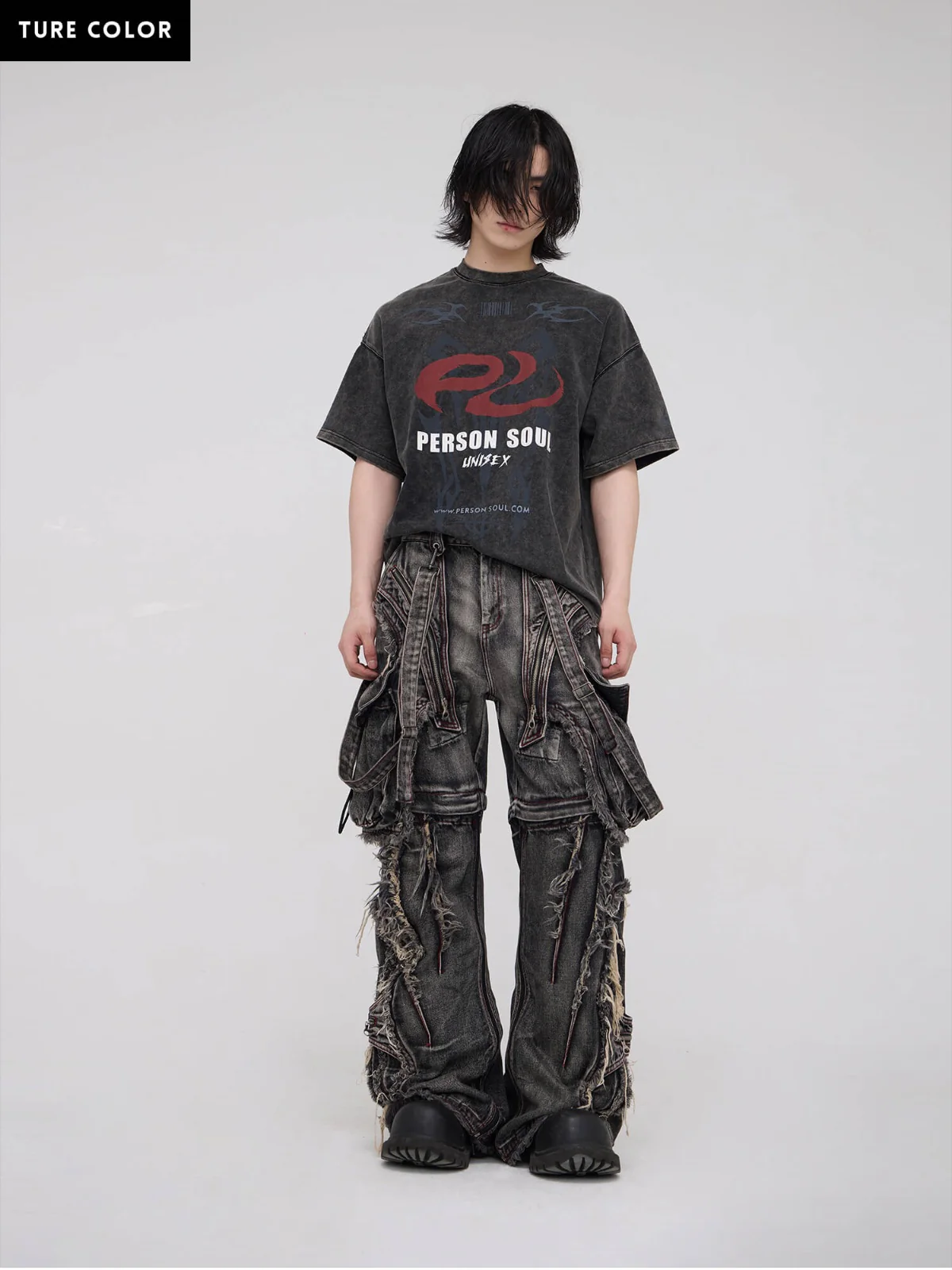 Personsoul Black Detachable Denim Overalls - Image 11
