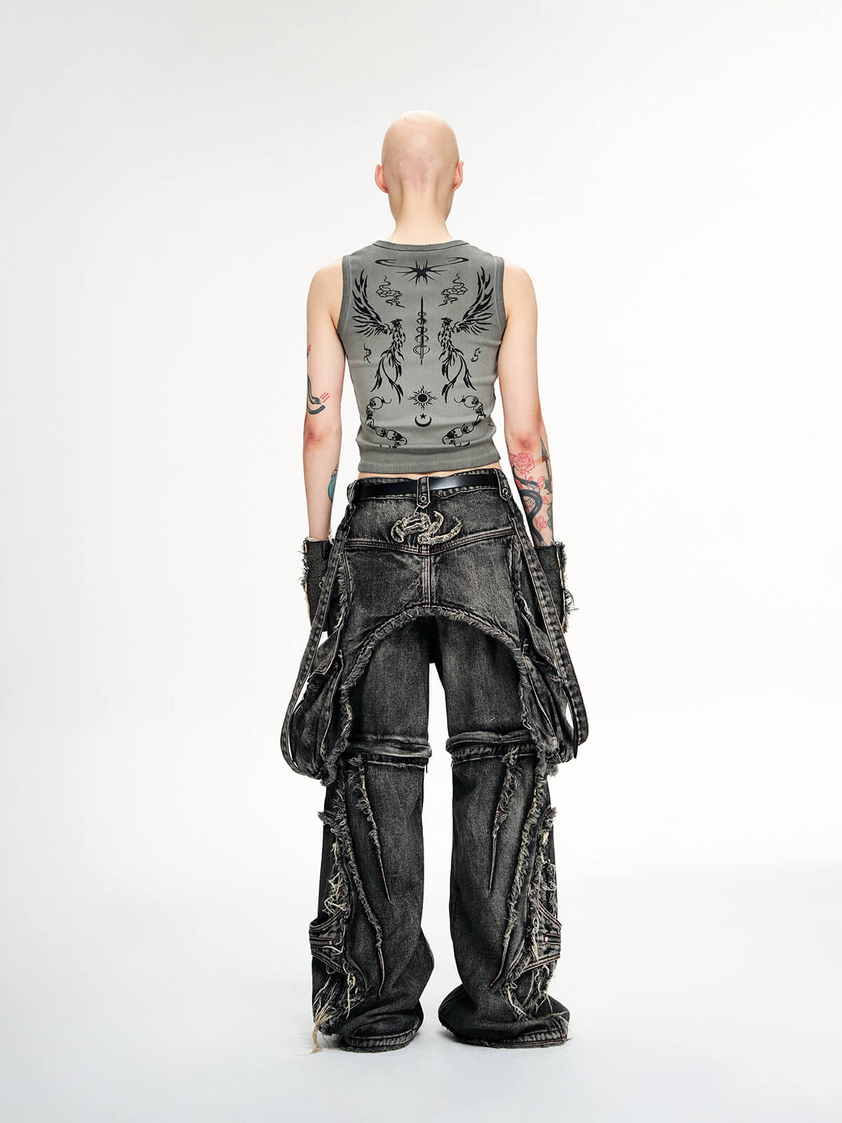 Personsoul Black Detachable Denim Overalls - Image 8