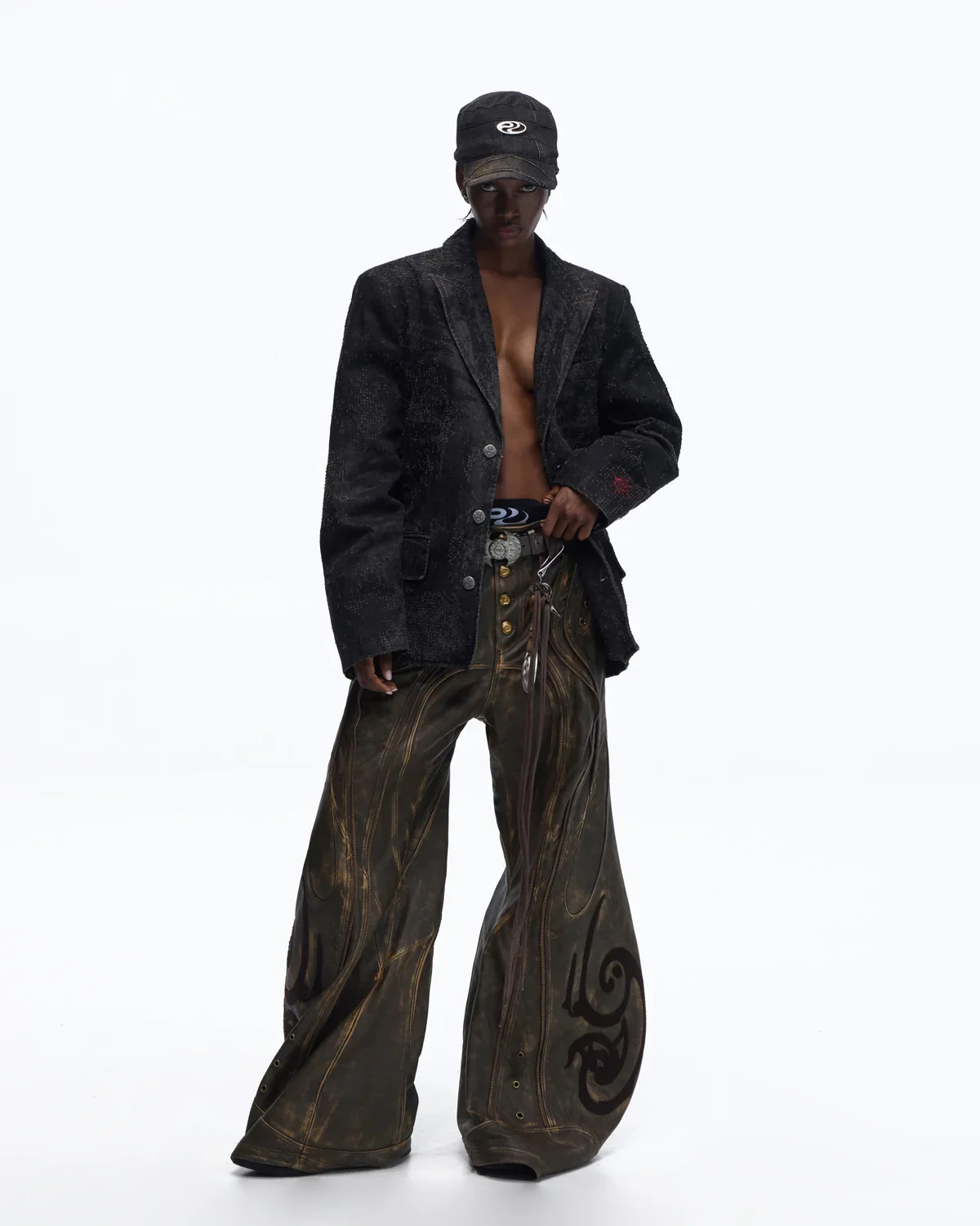 Personsoul Black Laser-Distressed Denim Blazer - Image 10