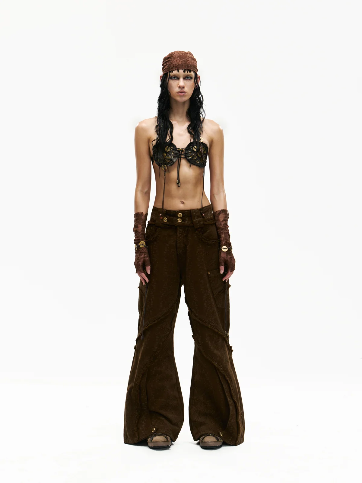 Personsoul Brown Snake Print Denim Jeans - Image 5