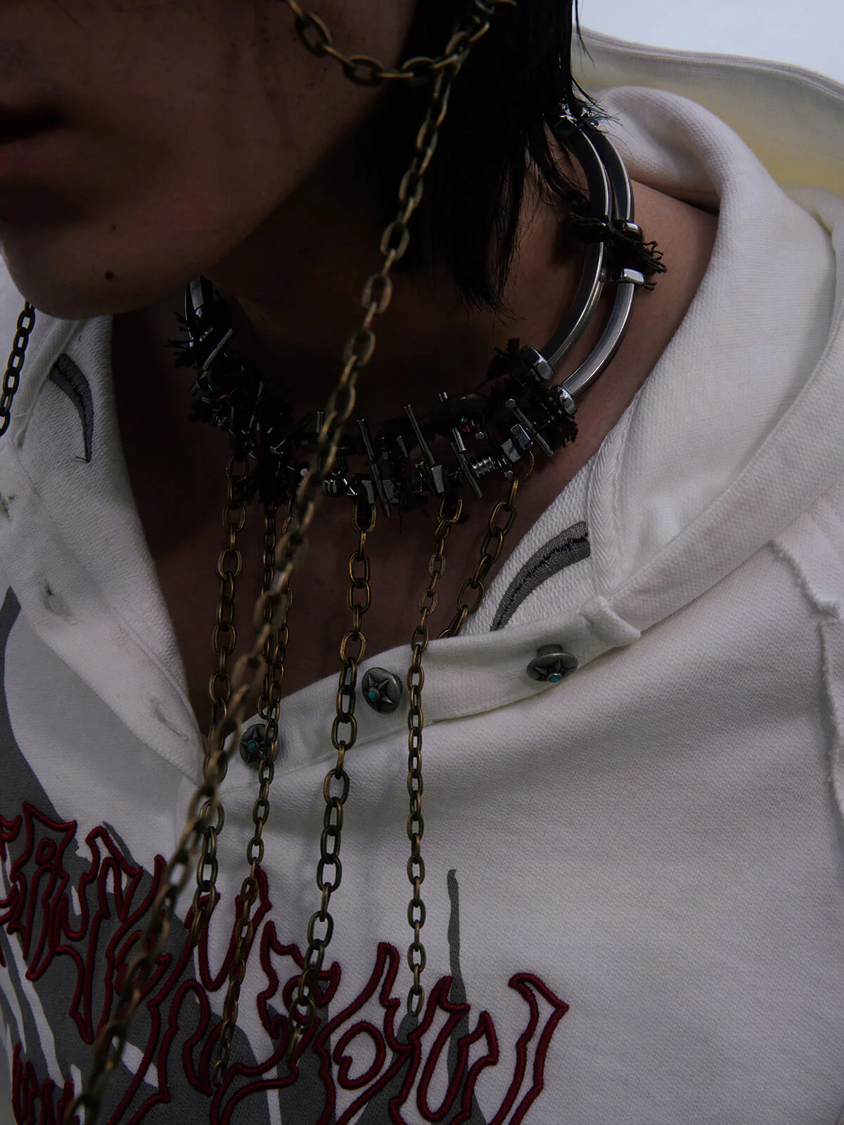 Personsoul Button Collar Hooded Sleeveless Sweatshirt - Image 4
