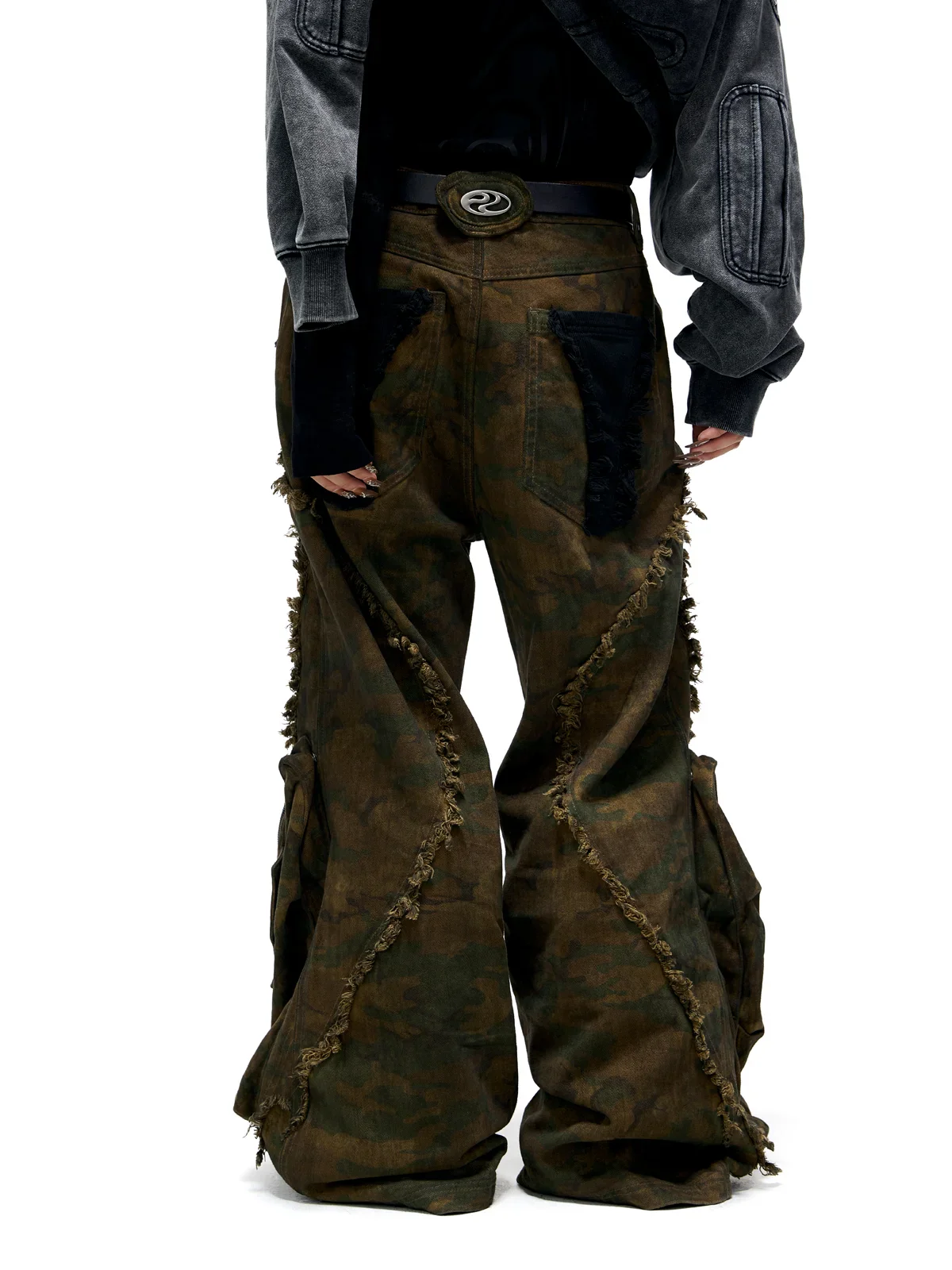 Personsoul Camo Patchwork Bootcut Jeans - Image 3