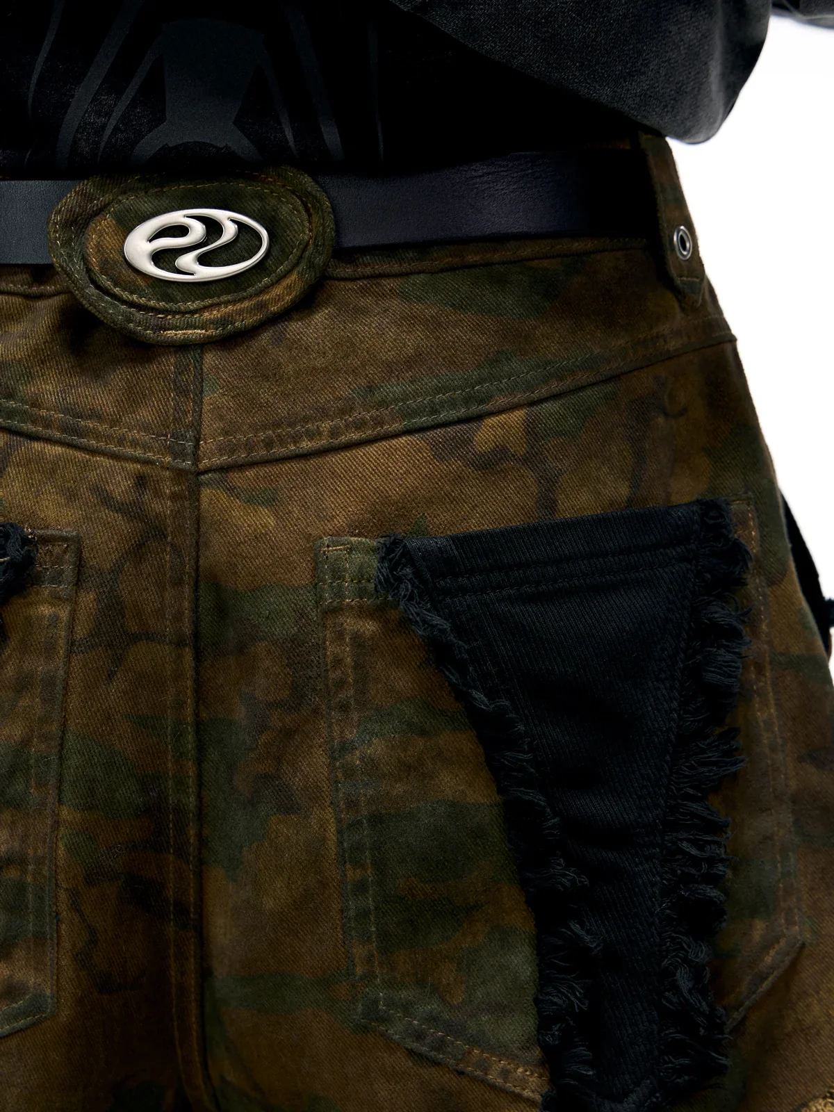 Personsoul Camo Patchwork Bootcut Jeans - Image 4