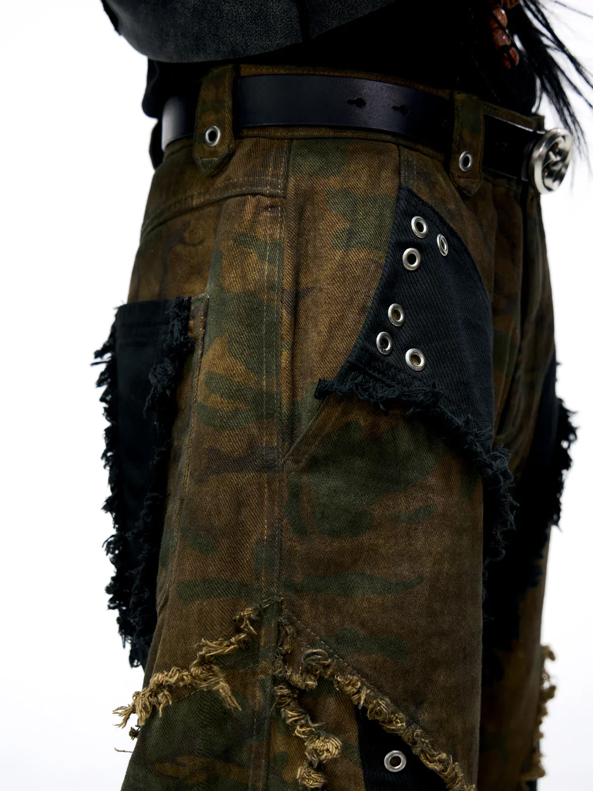 Personsoul Camo Patchwork Bootcut Jeans - Image 5