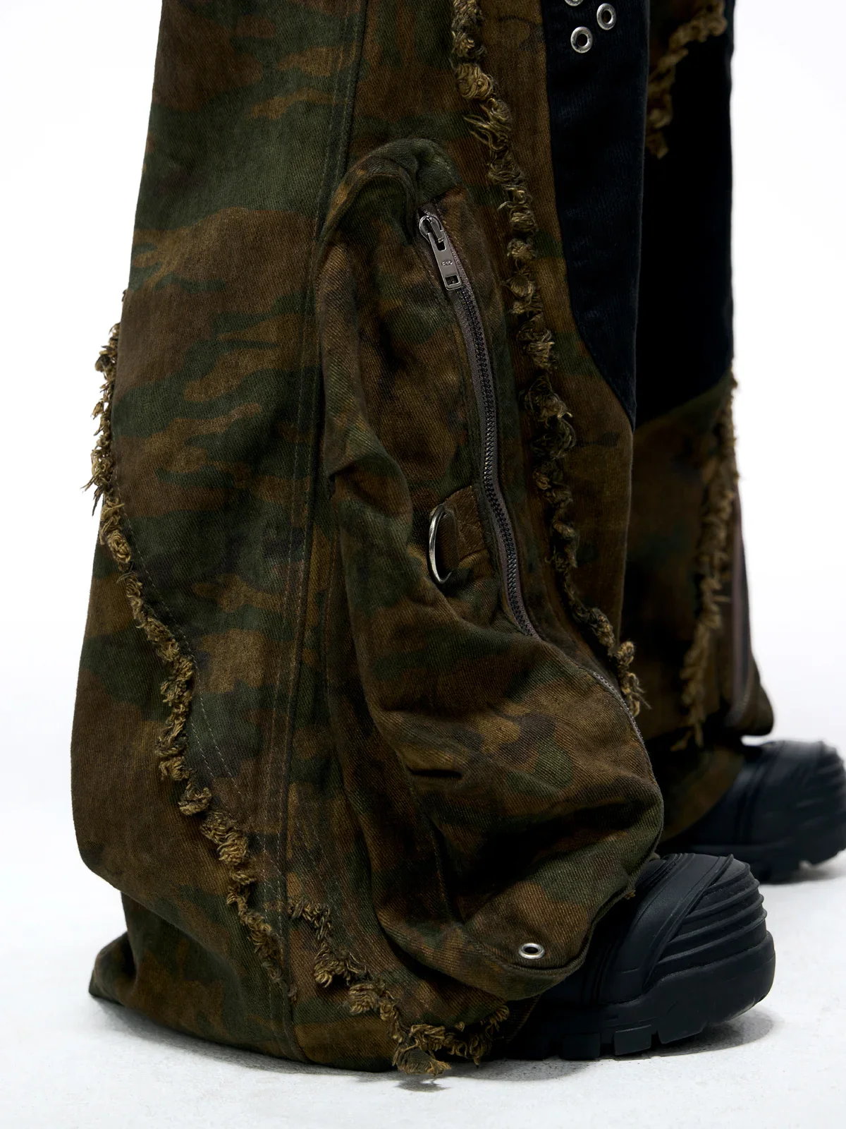 Personsoul Camo Patchwork Bootcut Jeans - Image 6