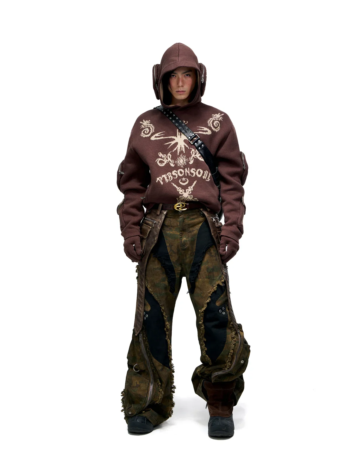 Personsoul Camo Patchwork Bootcut Jeans - Image 9