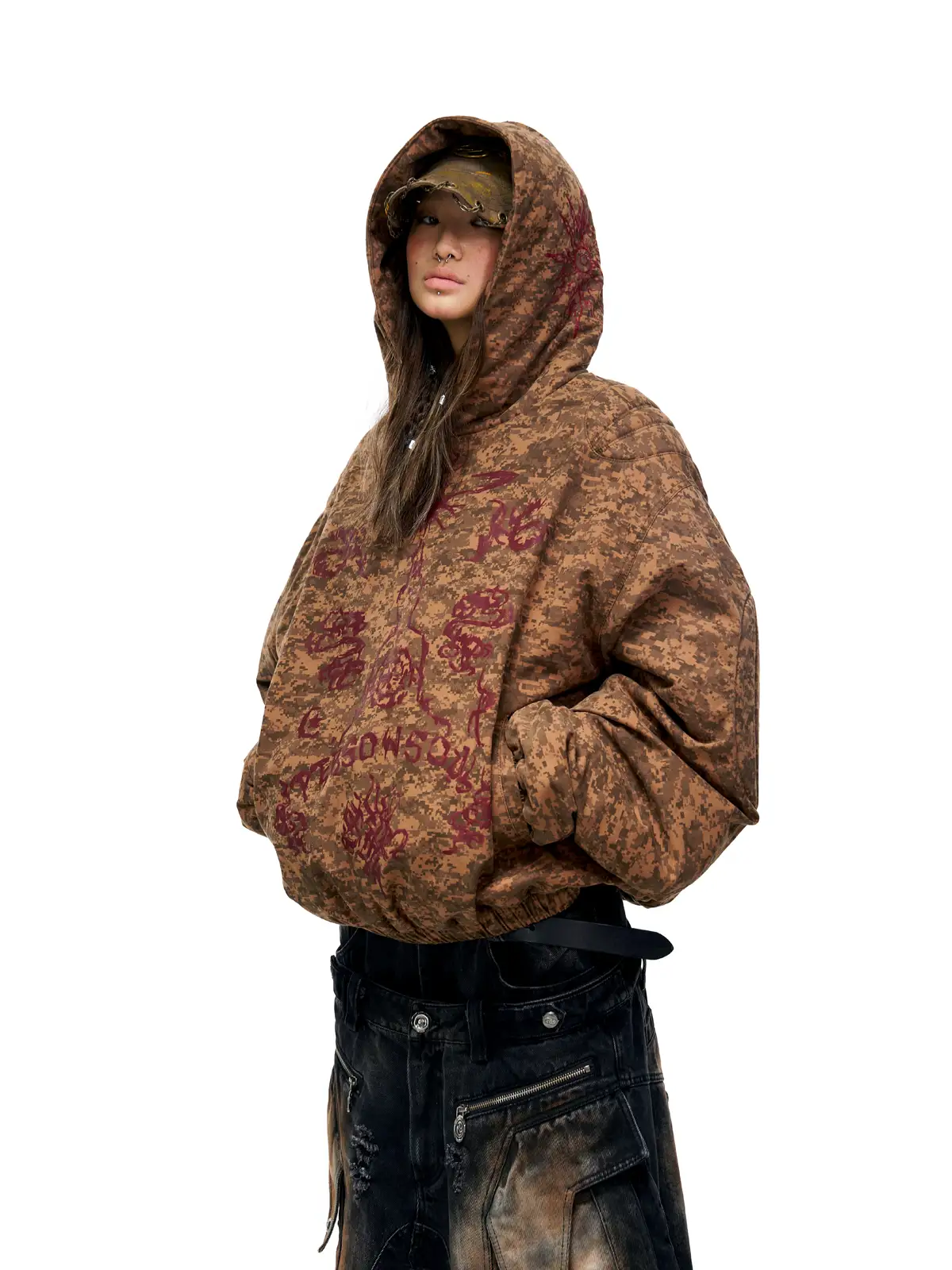 Personsoul Camouflage Totem Cotton Hoodie - Image 2