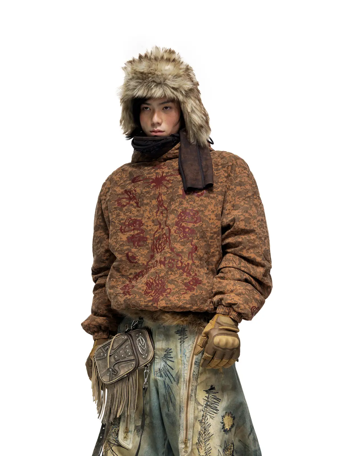 Personsoul Camouflage Totem Cotton Hoodie - Image 7