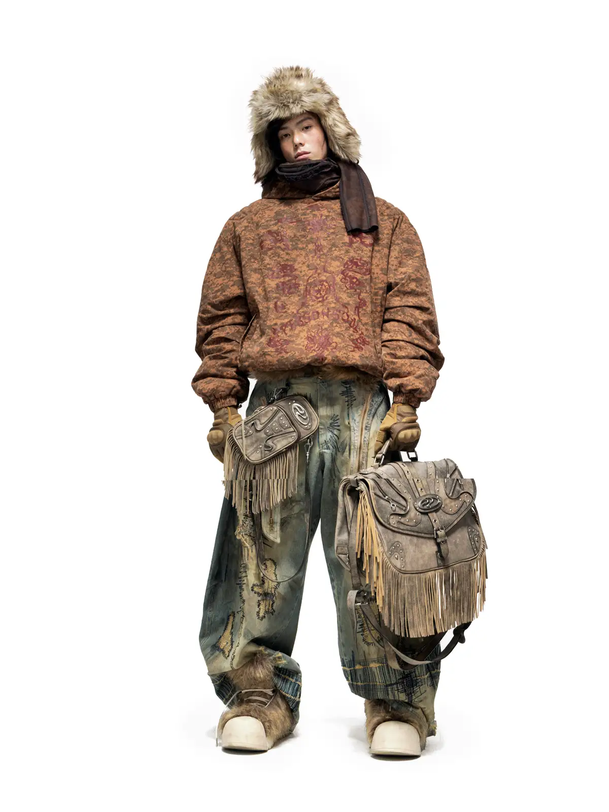 Personsoul Camouflage Totem Cotton Hoodie - Image 8