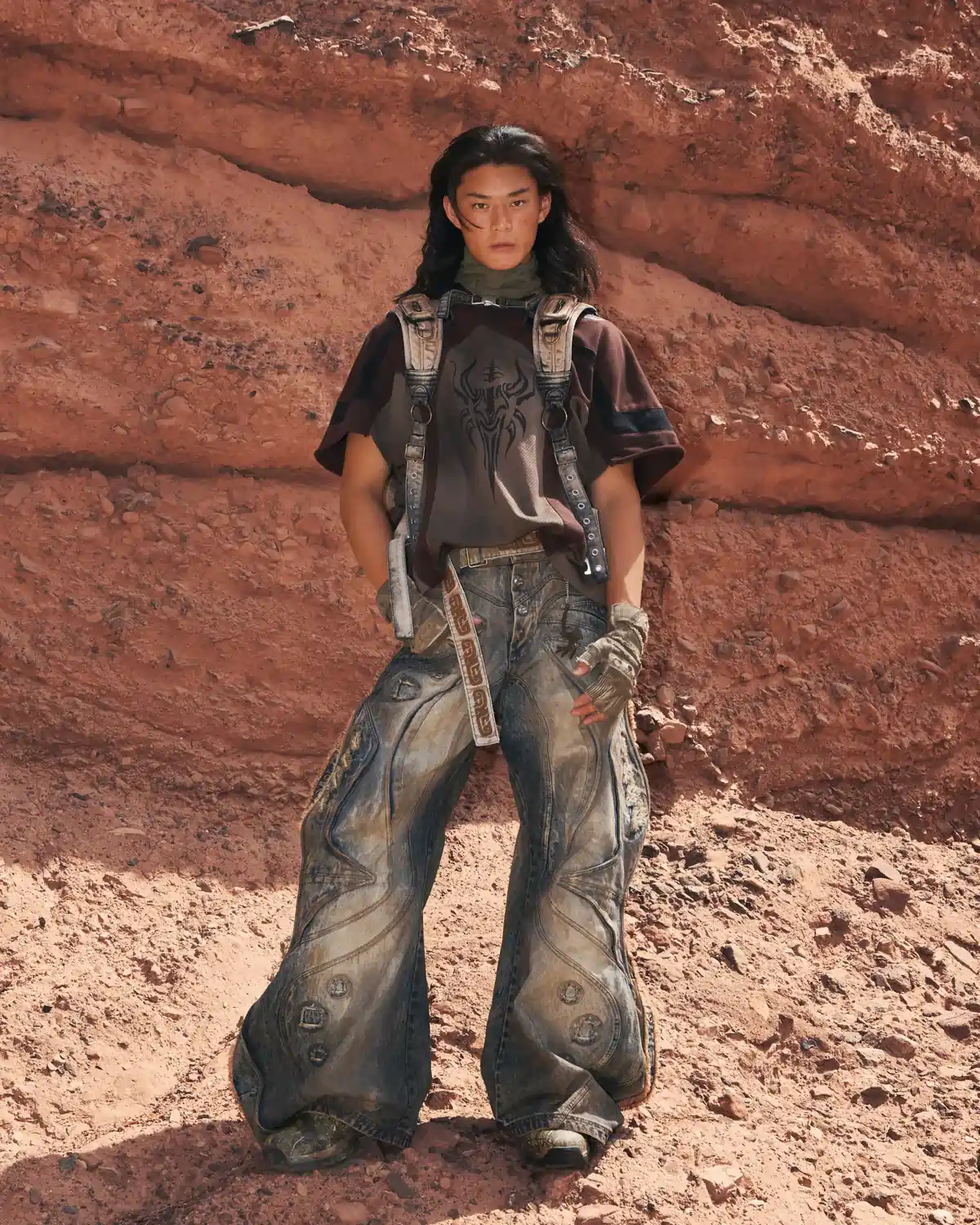 Personsoul Circle Totem Asymmetrical Curved Jeans - Image 6