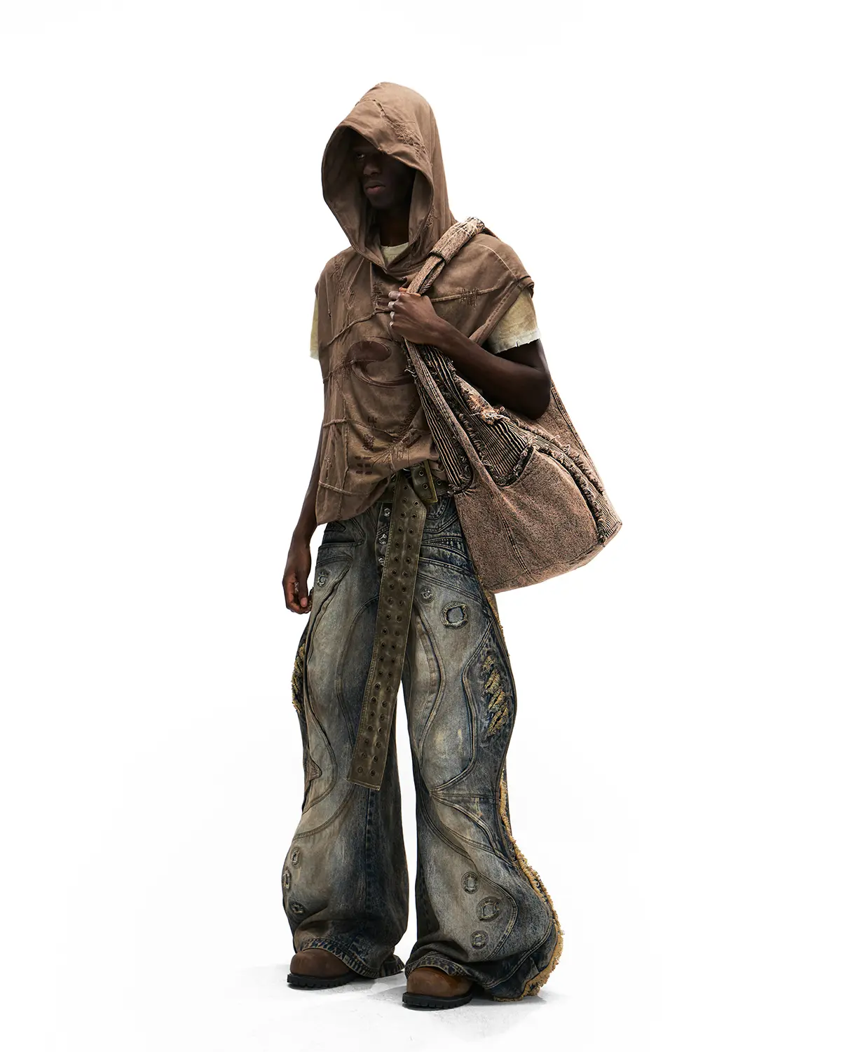 Personsoul Circle Totem Asymmetrical Curved Jeans - Image 8