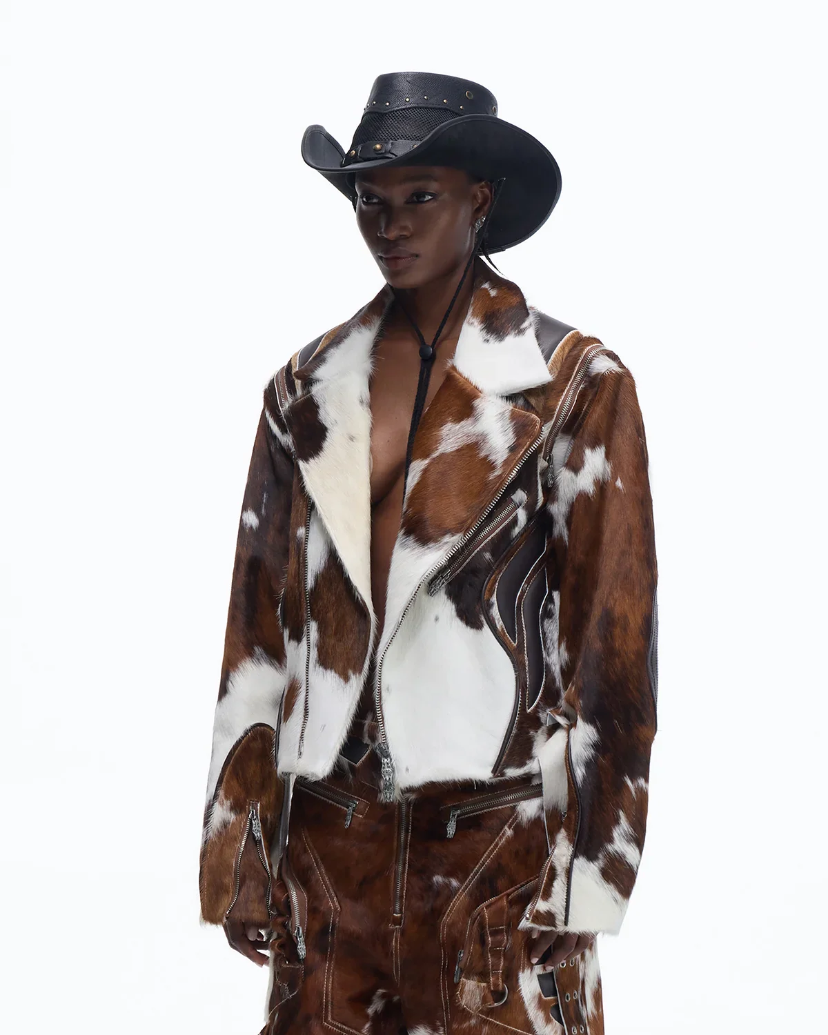 Personsoul Cowhide-Print Vintage Biker Leather Jacket(Limited 100 pieces) - Image 2