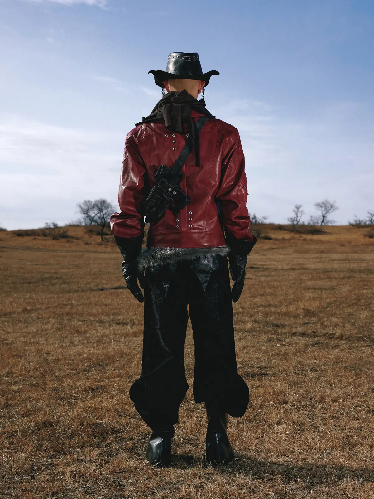 Personsoul Croc Effect Panel Leather Jacket - Image 12