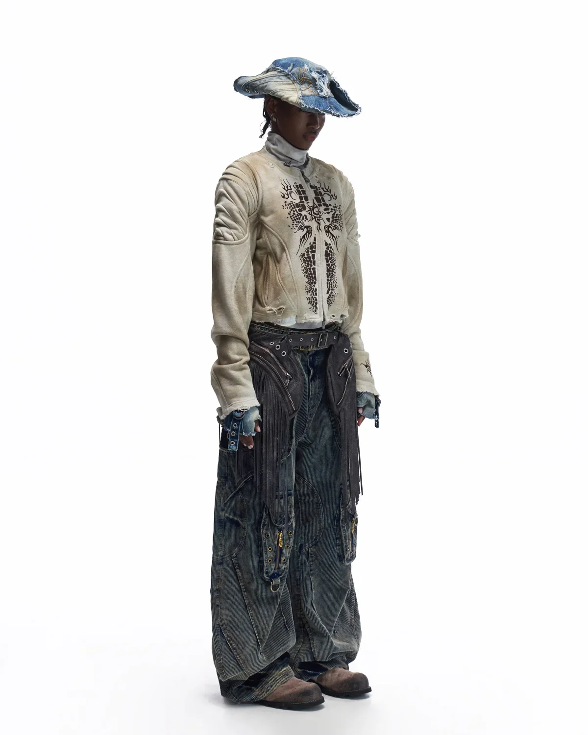 Personsoul Crocodile-print Slim-fit Cropped Jacket - Image 8