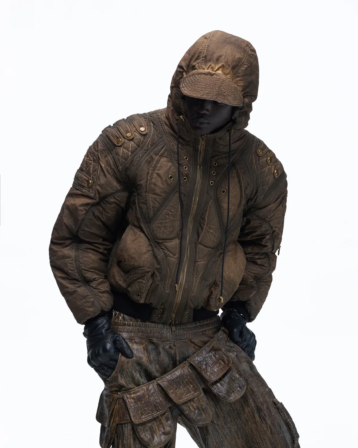Personsoul Dark Brown Insulated Hooded Coat - Image 2