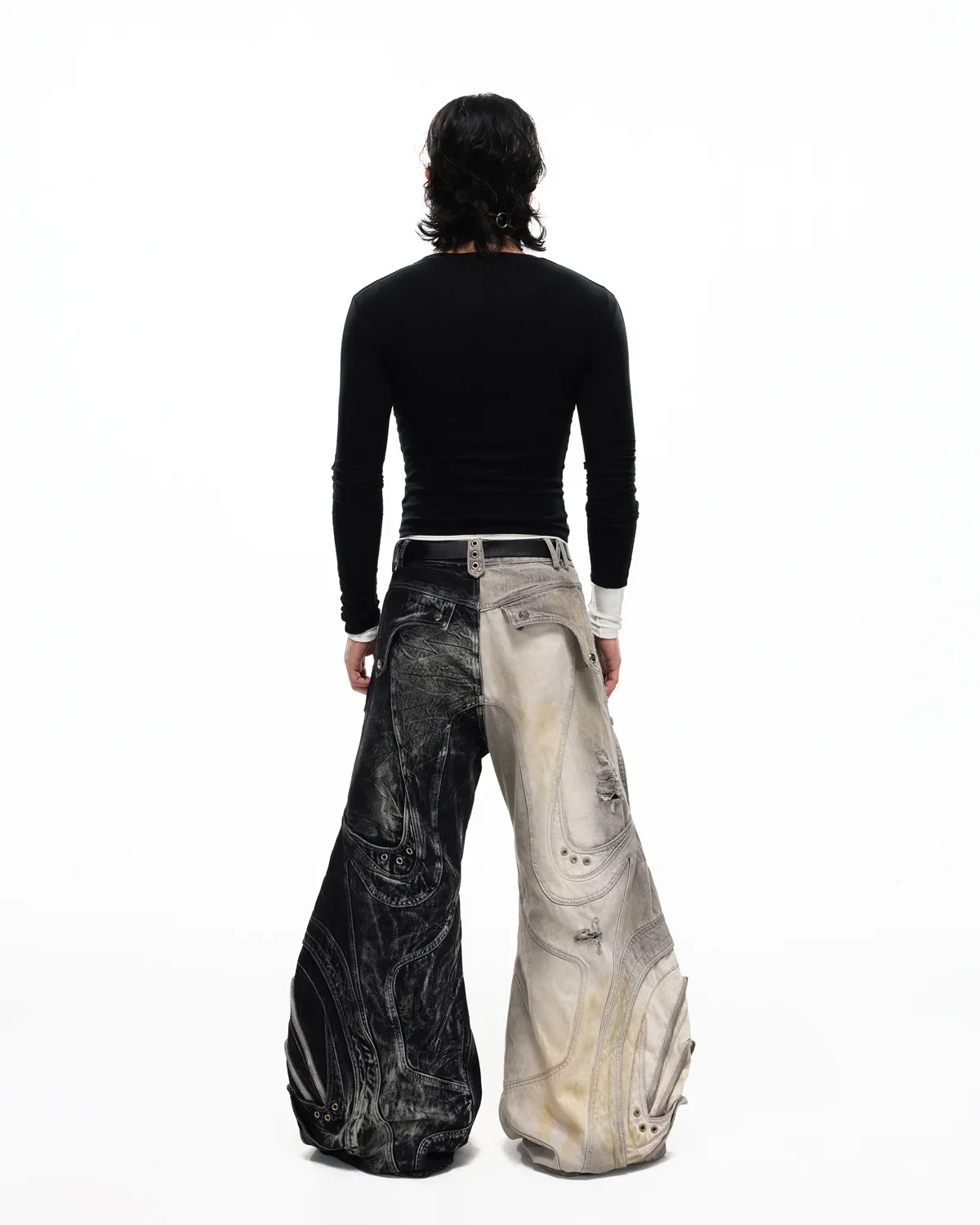 Personsoul Deconstructed Flared Patchwork Denim Jeans Yin-Yang Ver. (Random Color) - Image 14