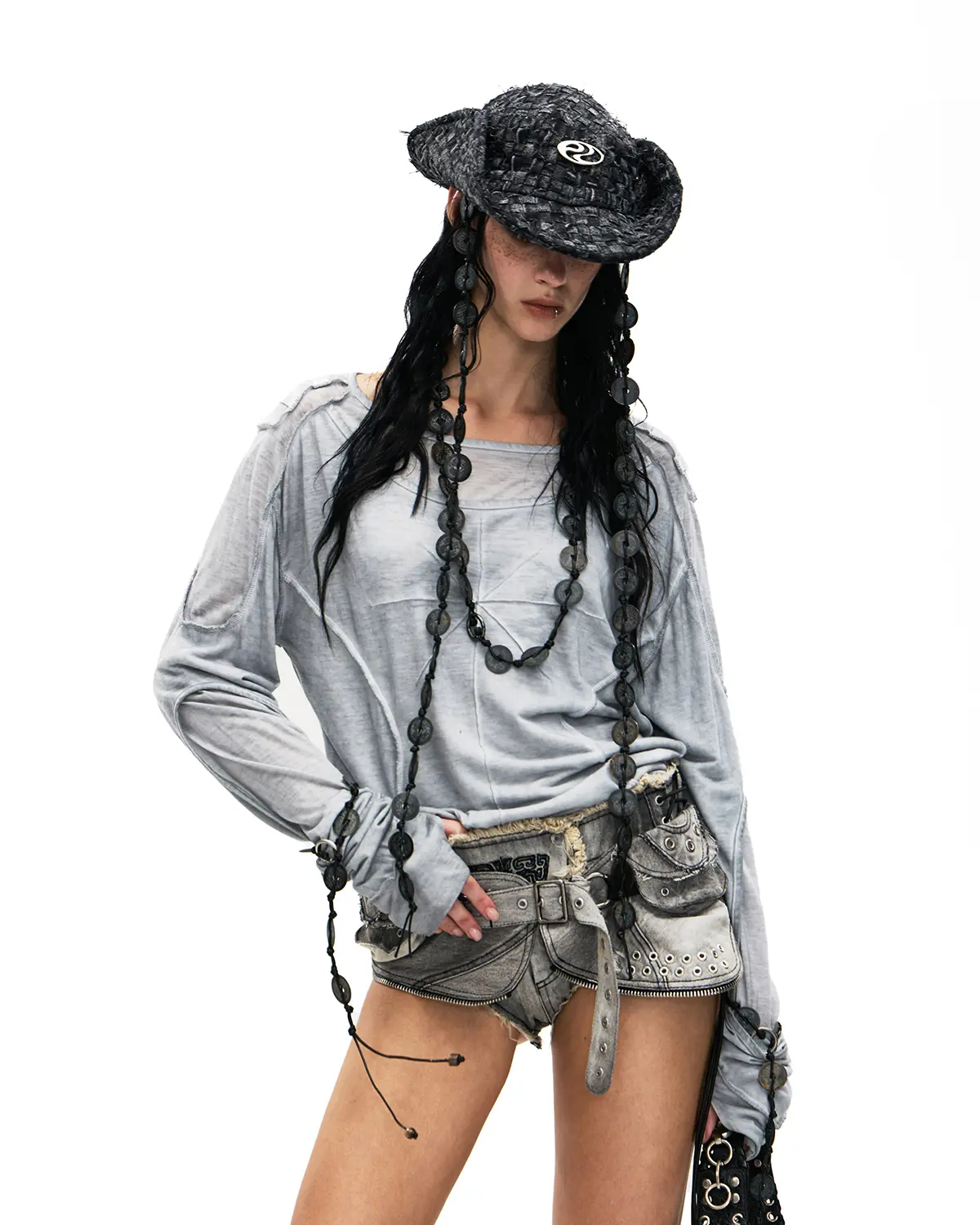 Personsoul Deconstructed Faux-Layer Long-Sleeve T-Shirt Gray - Image 5
