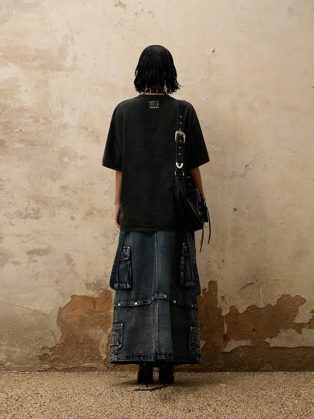 Personsoul Maxi Denim Dungarees Skirt - Image 3