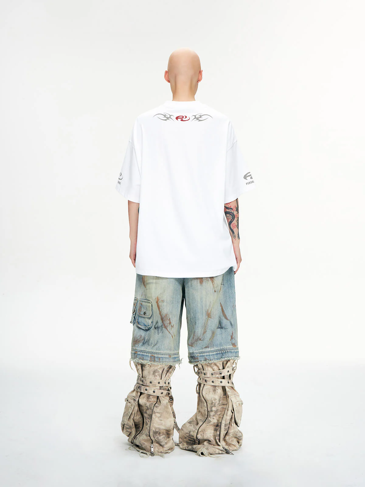 Personsoul Detachable Paneled Camo Baggy Jeans - Image 11