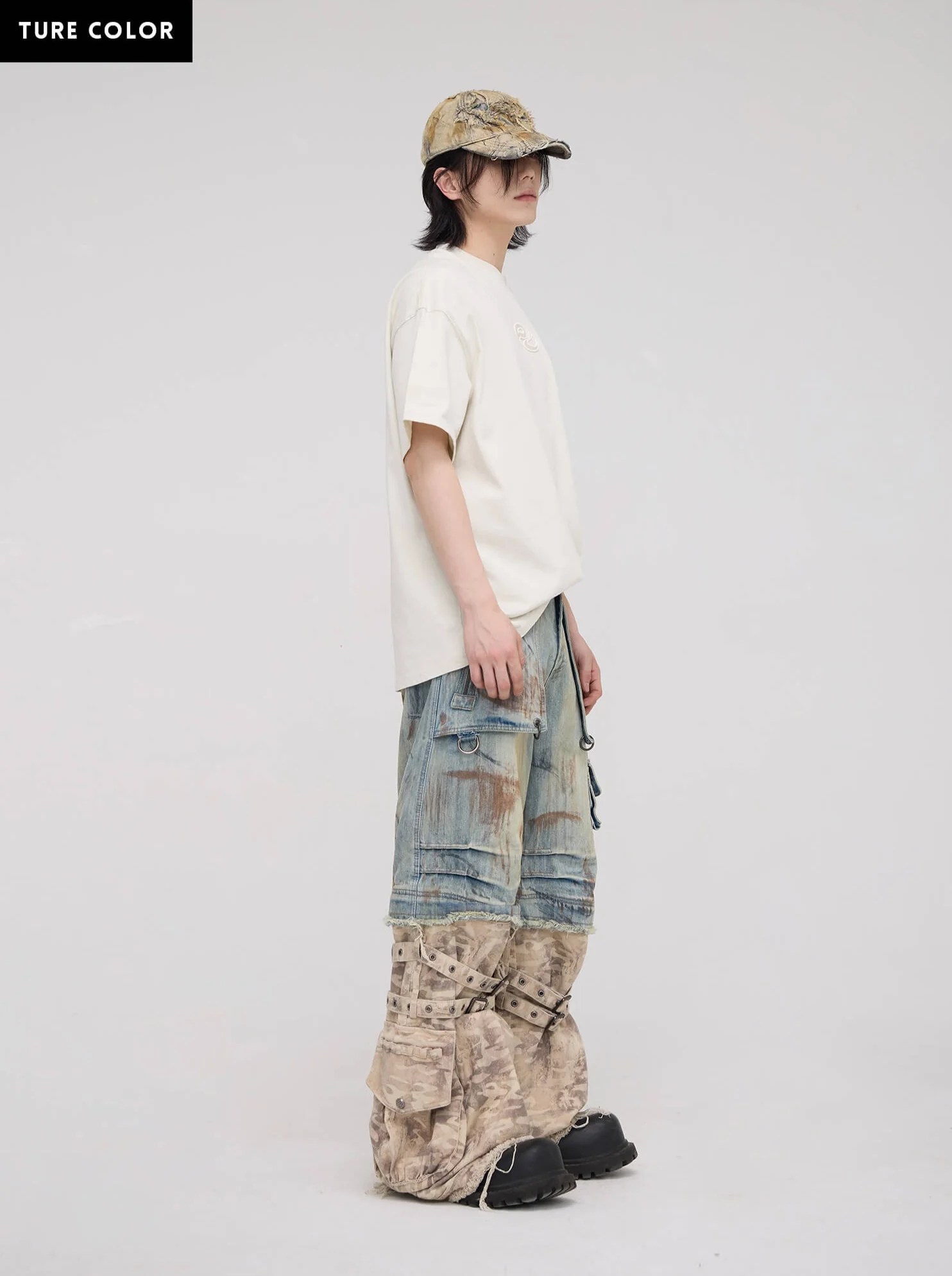 Personsoul Detachable Paneled Camo Baggy Jeans - Image 12