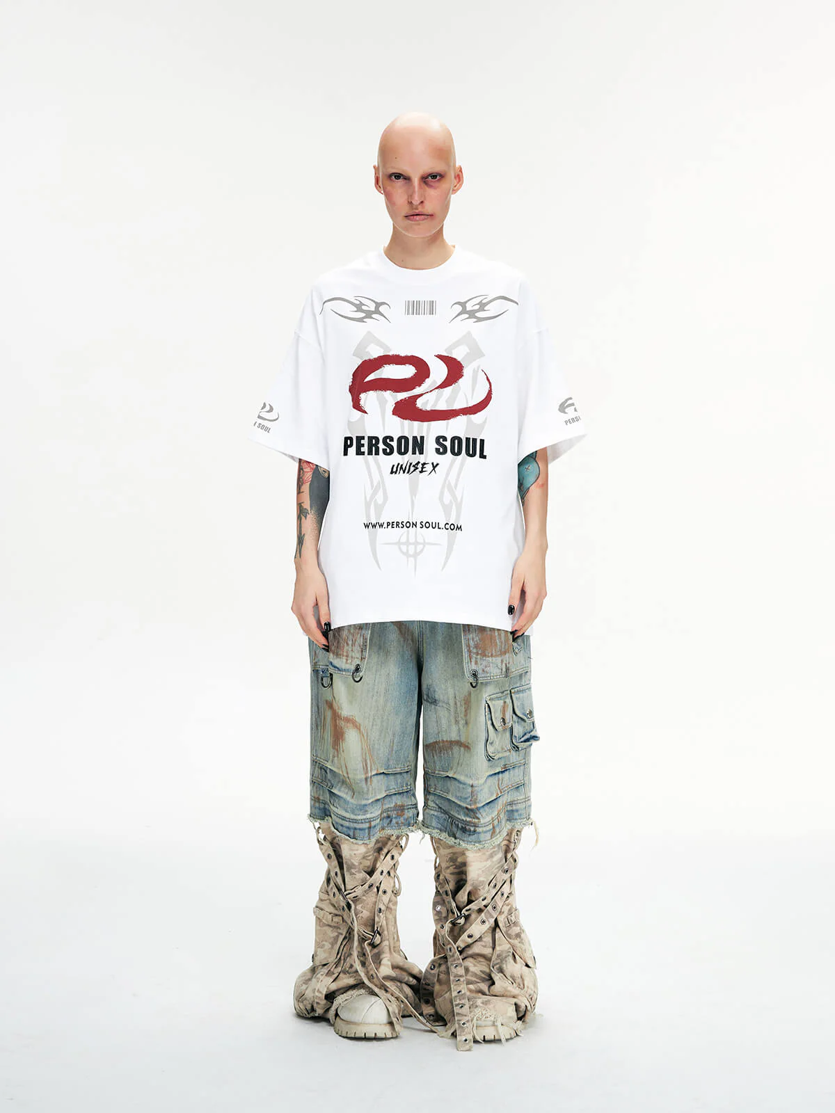 Personsoul Detachable Paneled Camo Baggy Jeans - Image 9