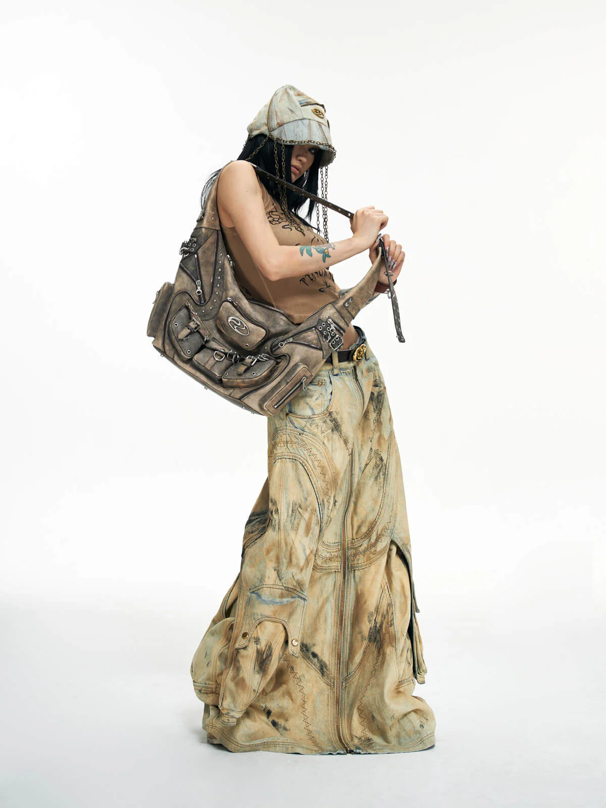 Personsoul Dirty Distressed Apricot Gaucho Pants - Image 10