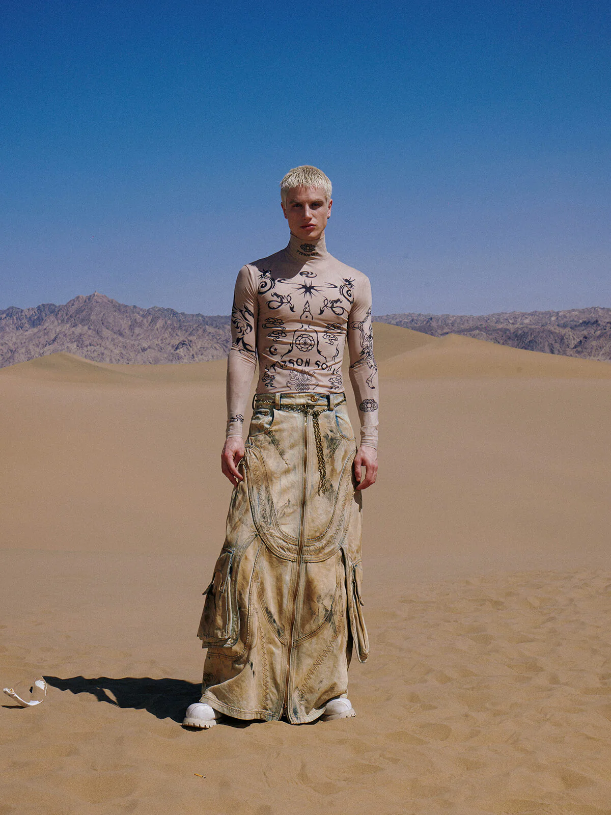 Personsoul Dirty Distressed Apricot Gaucho Pants - Image 5