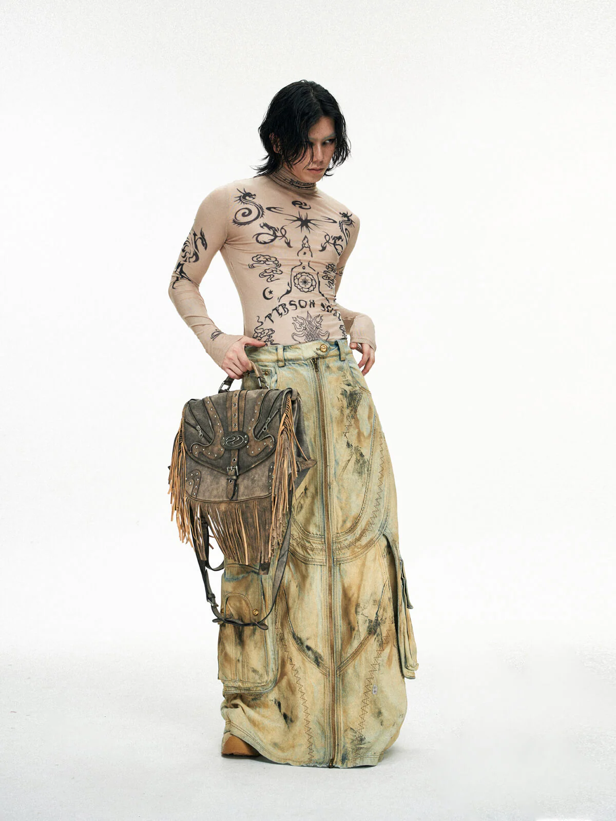 Personsoul Dirty Distressed Apricot Gaucho Pants - Image 7