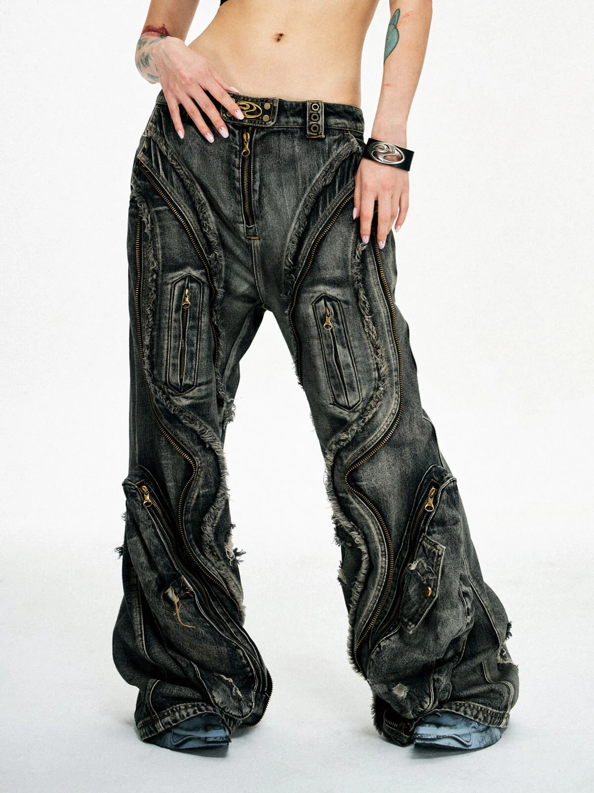 Personsoul Dirty Ripped Denim Baggy Jeans - Image 10