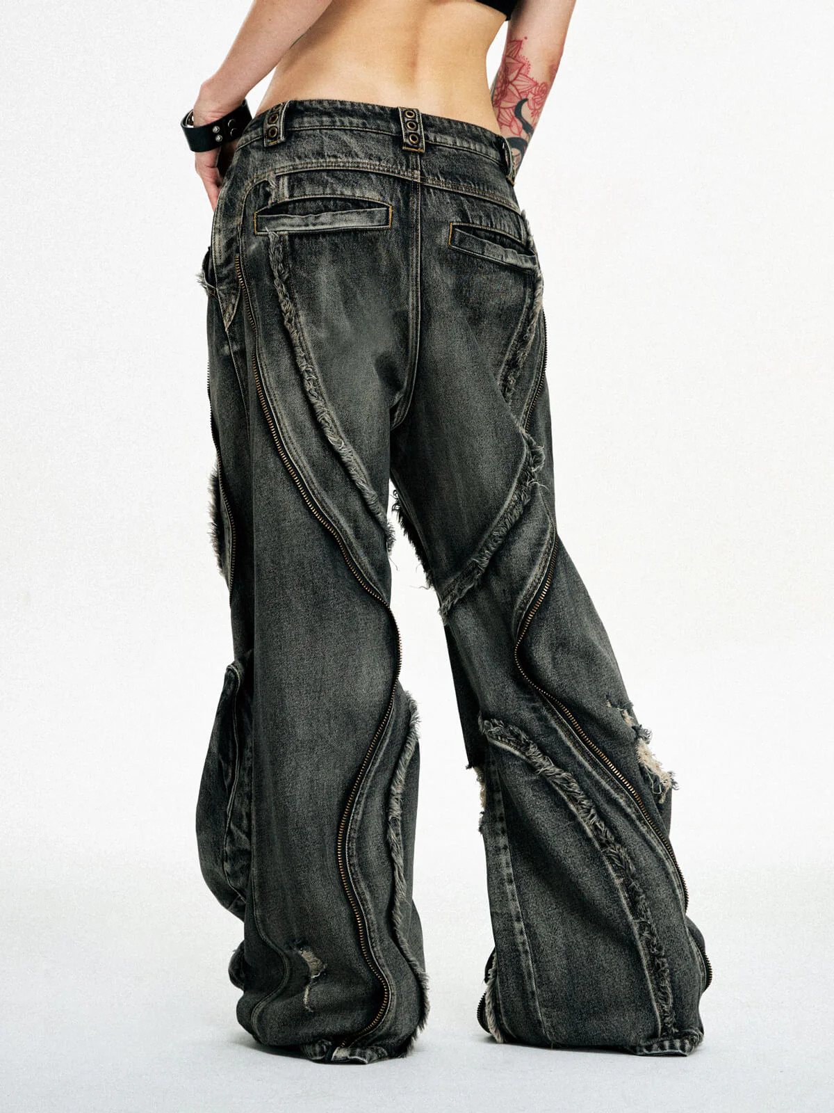 Personsoul Dirty Ripped Denim Baggy Jeans - Image 12