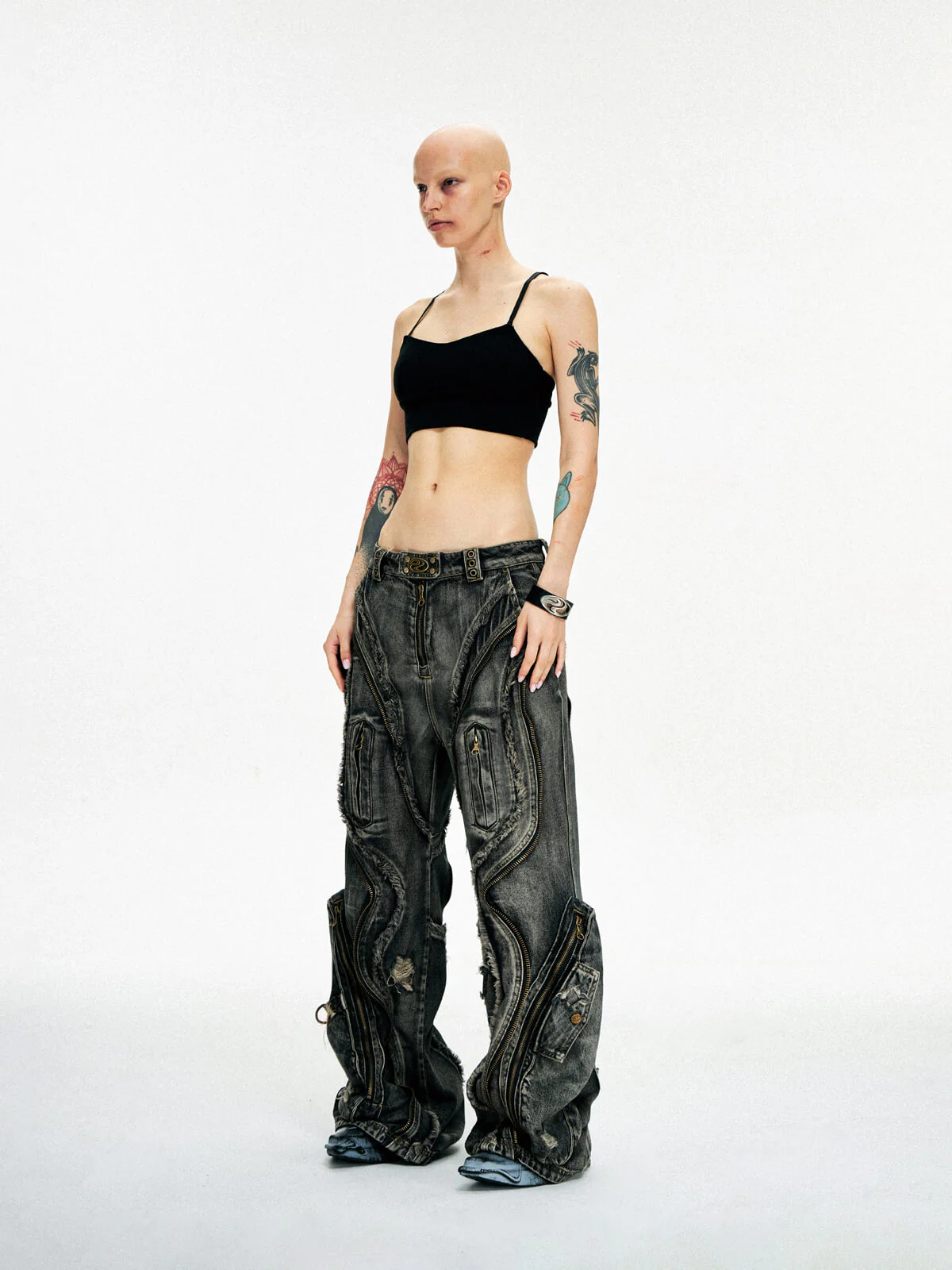 Personsoul Dirty Ripped Denim Baggy Jeans - Image 13