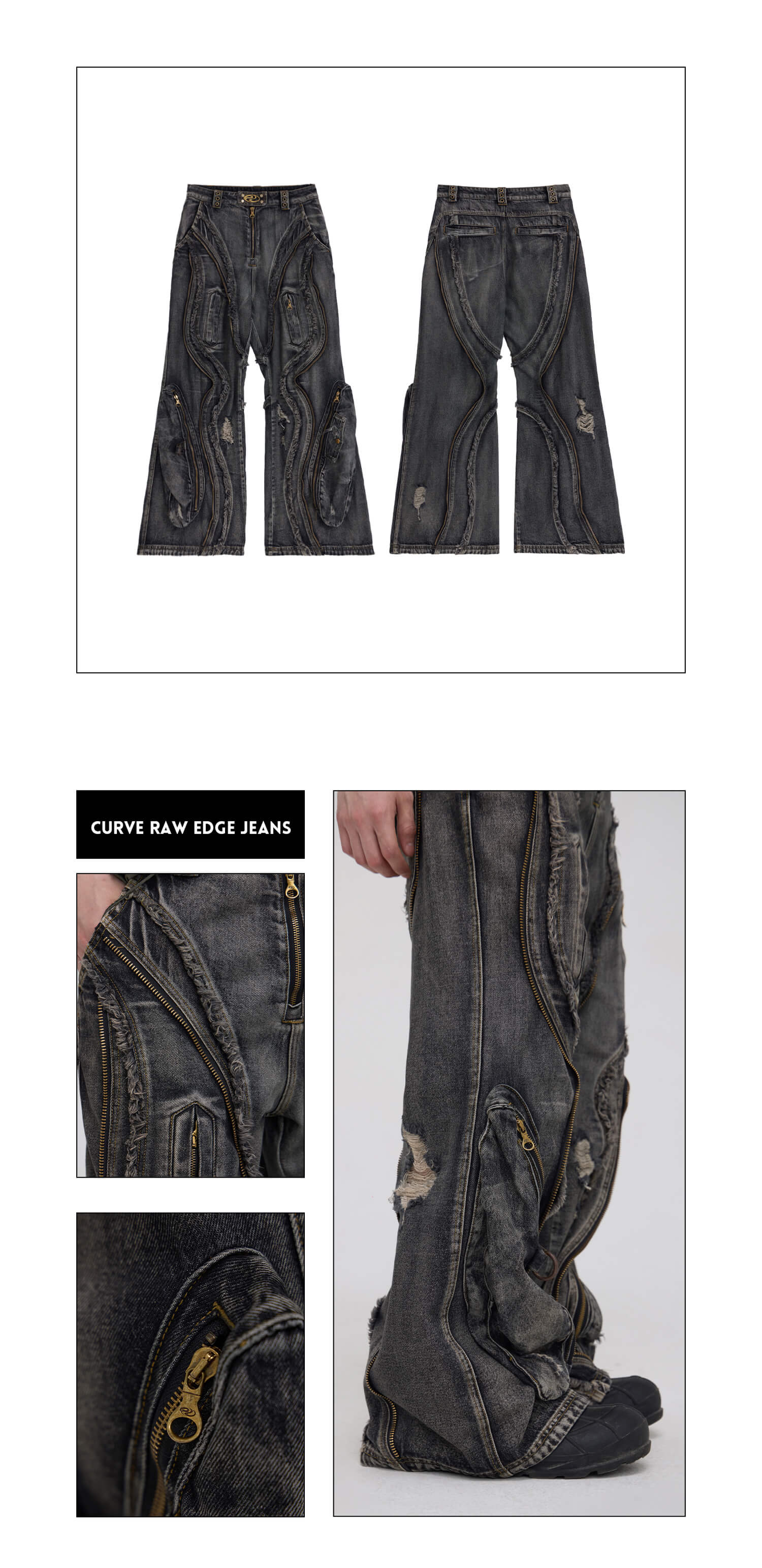 Personsoul Dirty Ripped Denim Baggy Jeans - Image 15