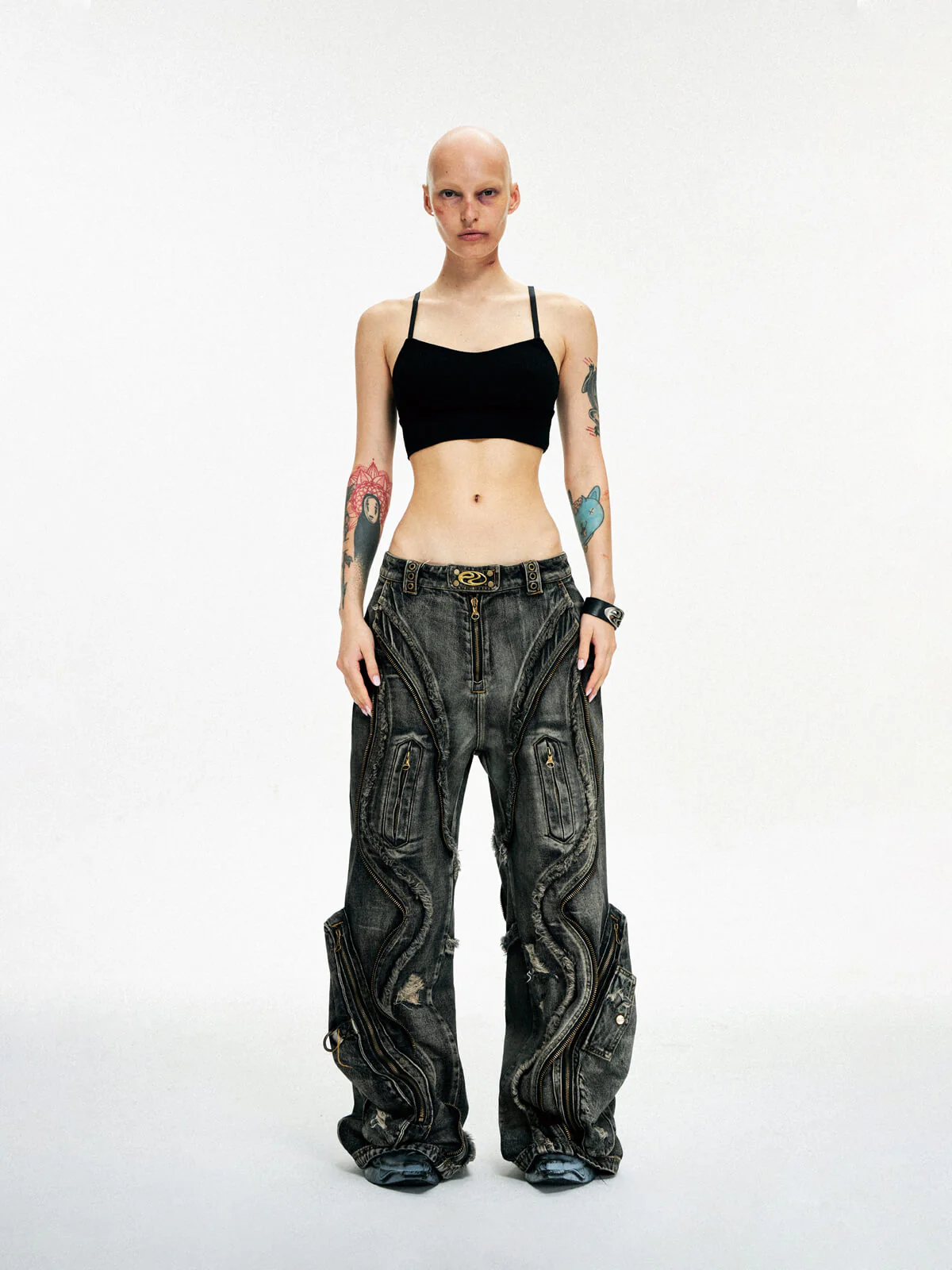 Personsoul Dirty Ripped Denim Baggy Jeans - Image 9
