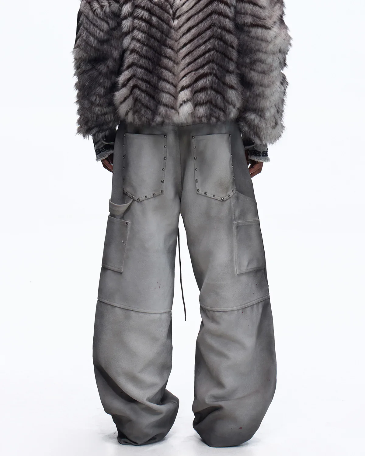 Personsoul Distressed Nubuck & Cowhide with Mushroom Studs Pants(Limited  100 pieces) - Image 3