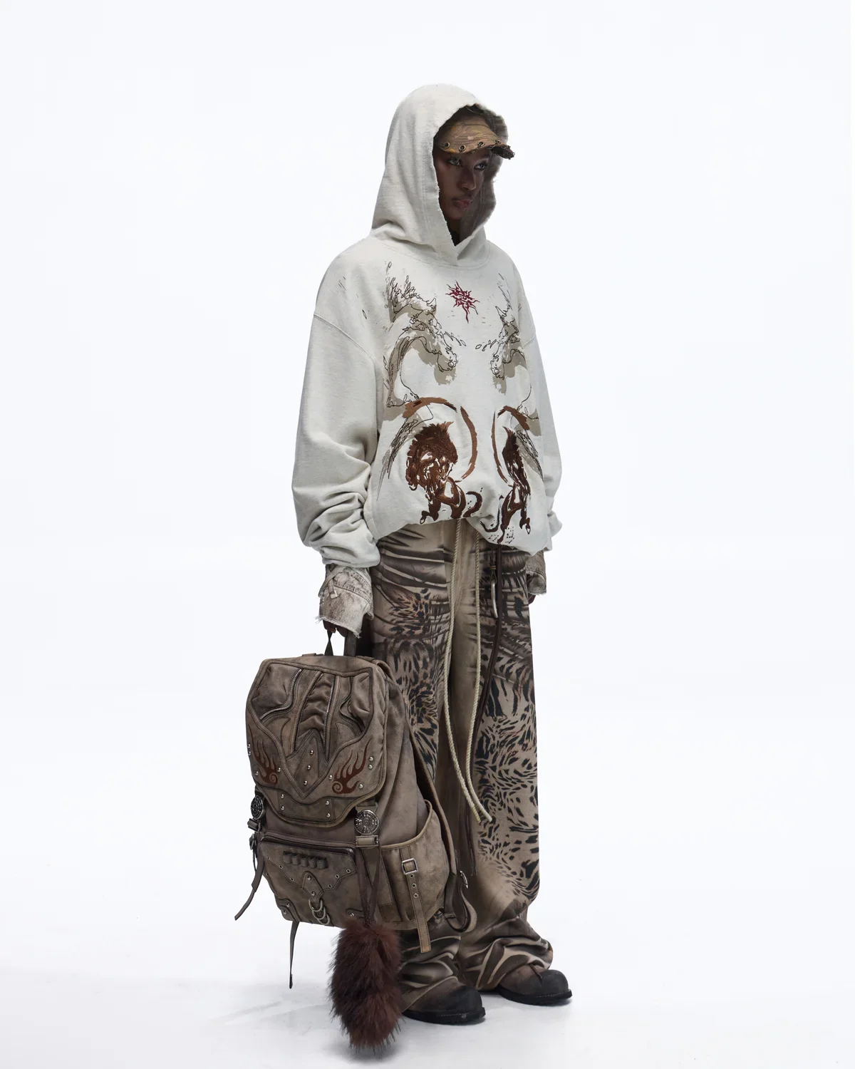 Personsoul Distressed Tiger-Pattern Totem Sweatpants - Image 8