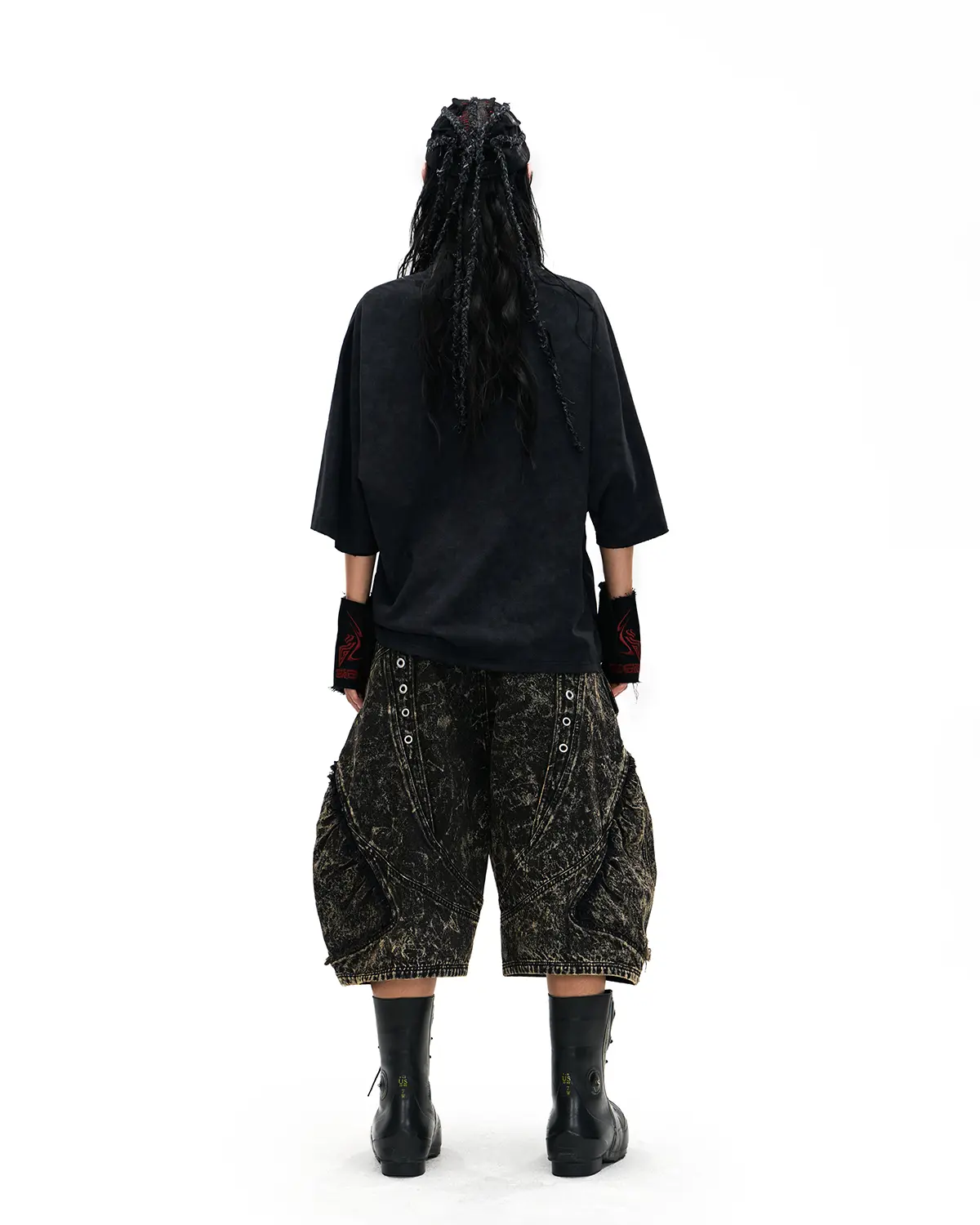 Personsoul Double-Layer Distressed Mythology Print T-Shirt Black - Image 9