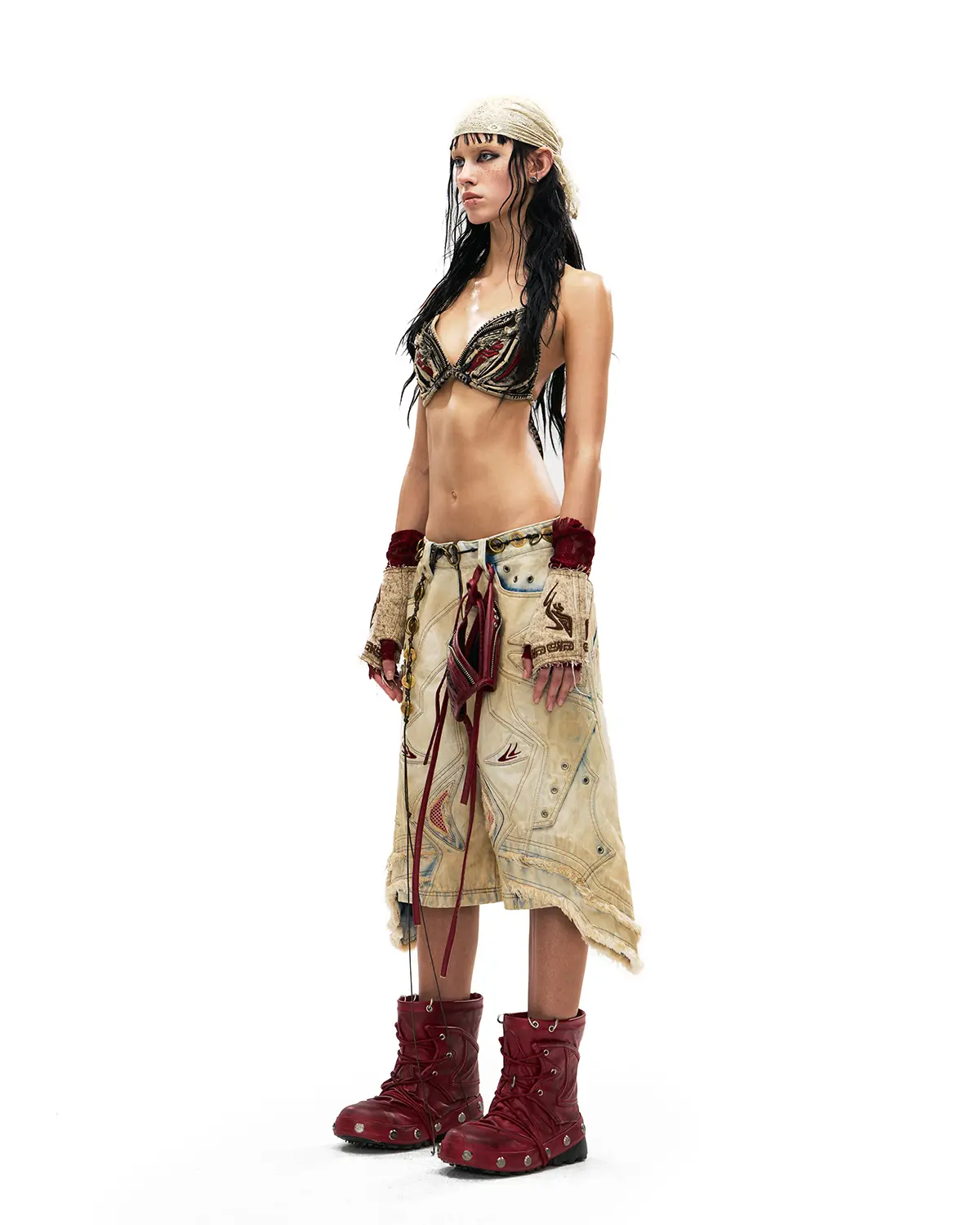 Personsoul Embroidered Mythical Beast Motif Bra Brown - Image 8