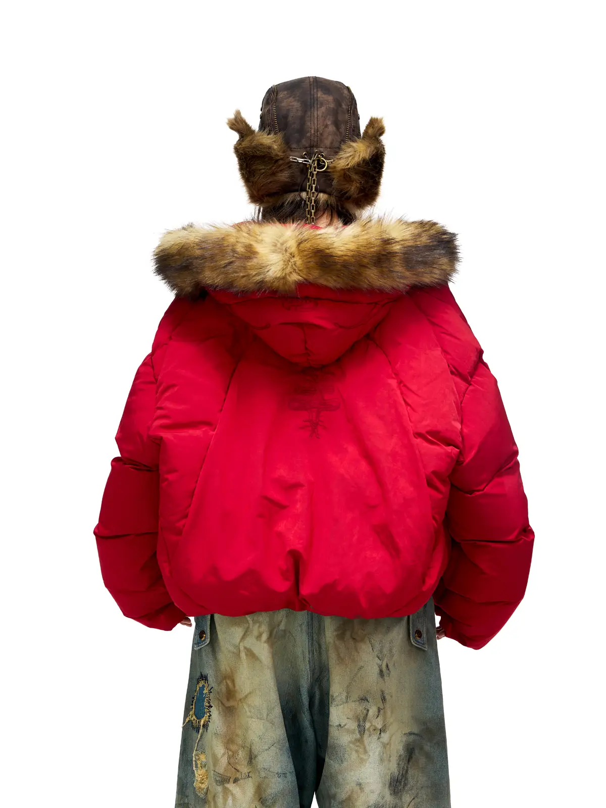 Personsoul Embroidery Fur Collar Down Jacket - Image 7