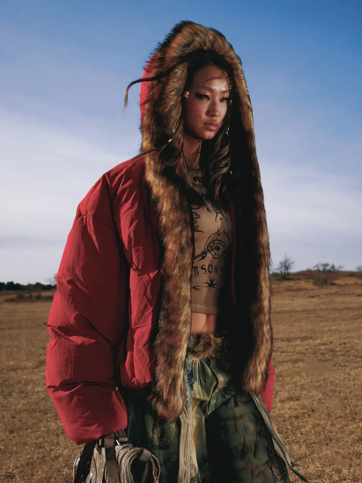Personsoul Embroidery Fur Collar Down Jacket - Image 9