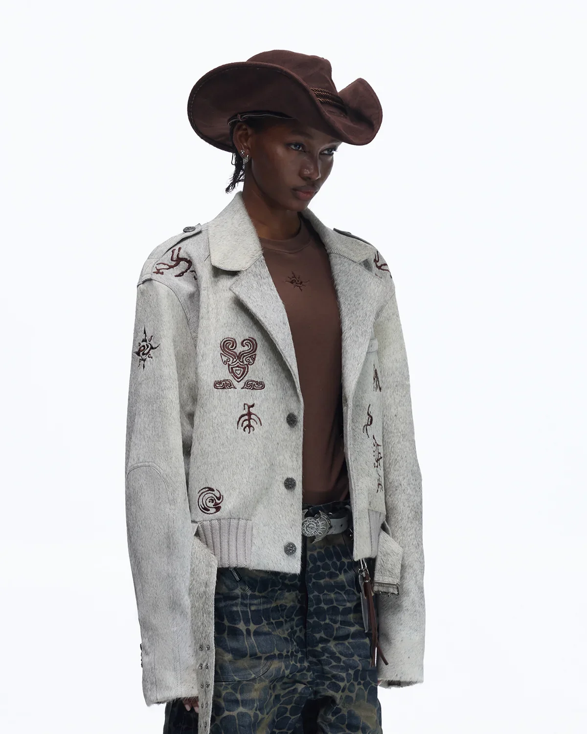 Personsoul Horse-Embroidered Leather Notch Collar Blazer(Limited 100 pieces) - Image 2