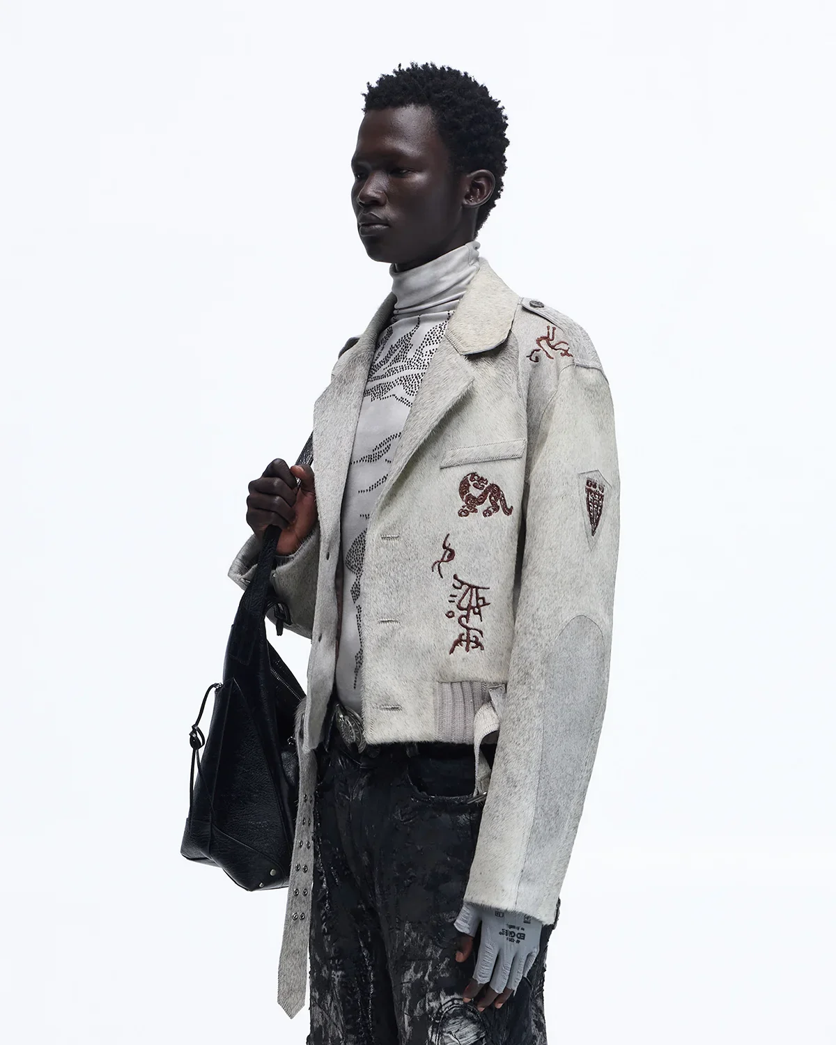 Personsoul Horse-Embroidered Leather Notch Collar Blazer(Limited 100 pieces) - Image 5